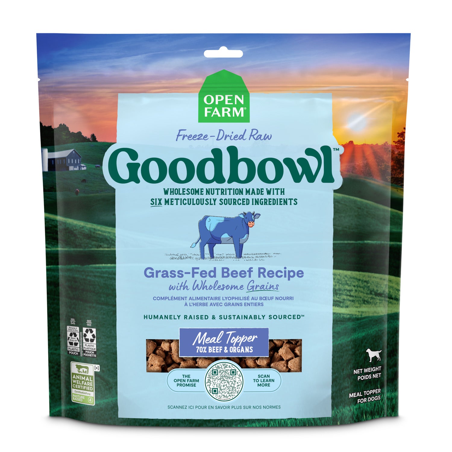 Open Farm Goodbowl Grass-Fed Beef With Wholesome Grains Recipe Freeze-Dried Raw Dog Food Topper, 23Oz