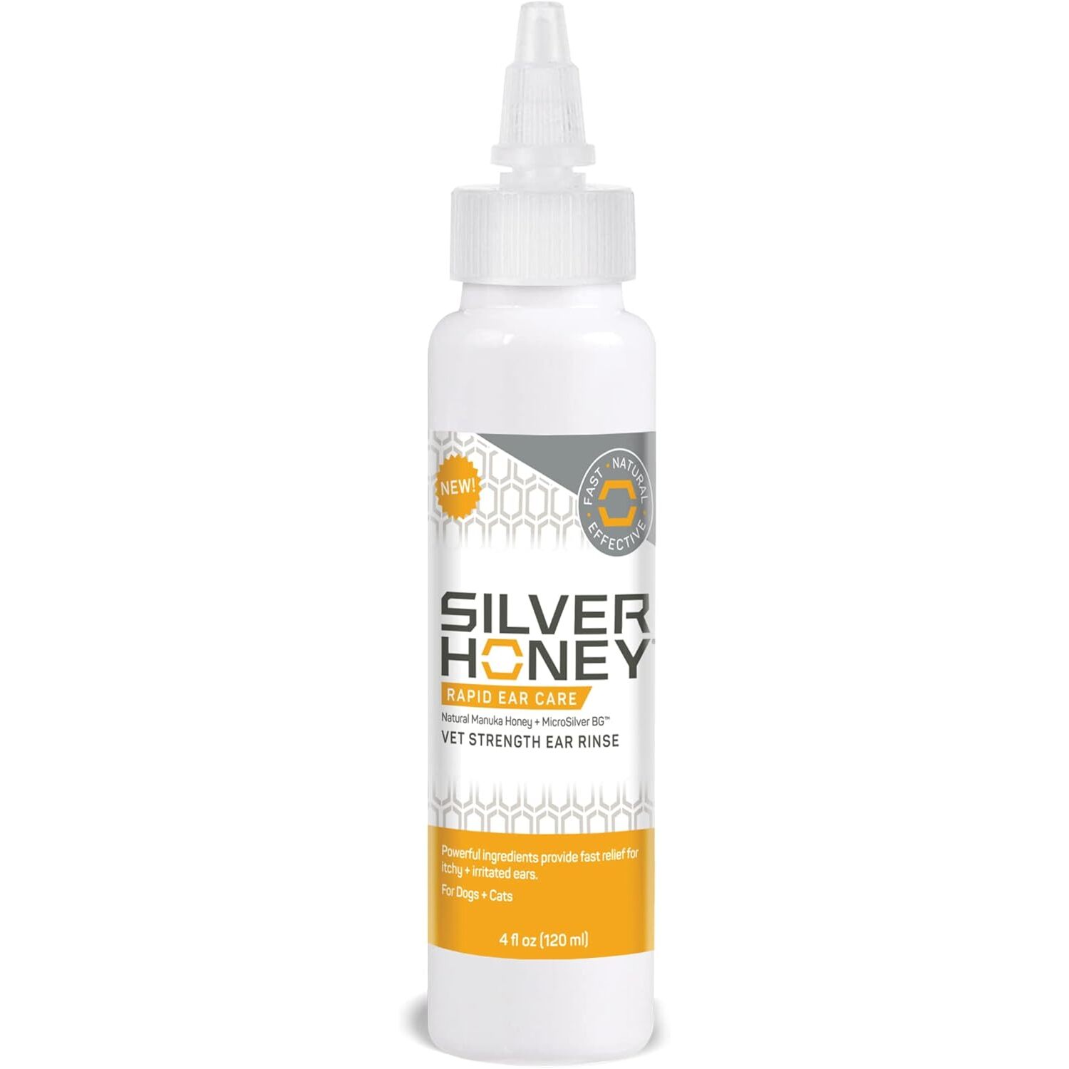 Silver Honey Rapid Ear Care Vet Strength Ear Rinse For Cats & Dogs, 4-Oz