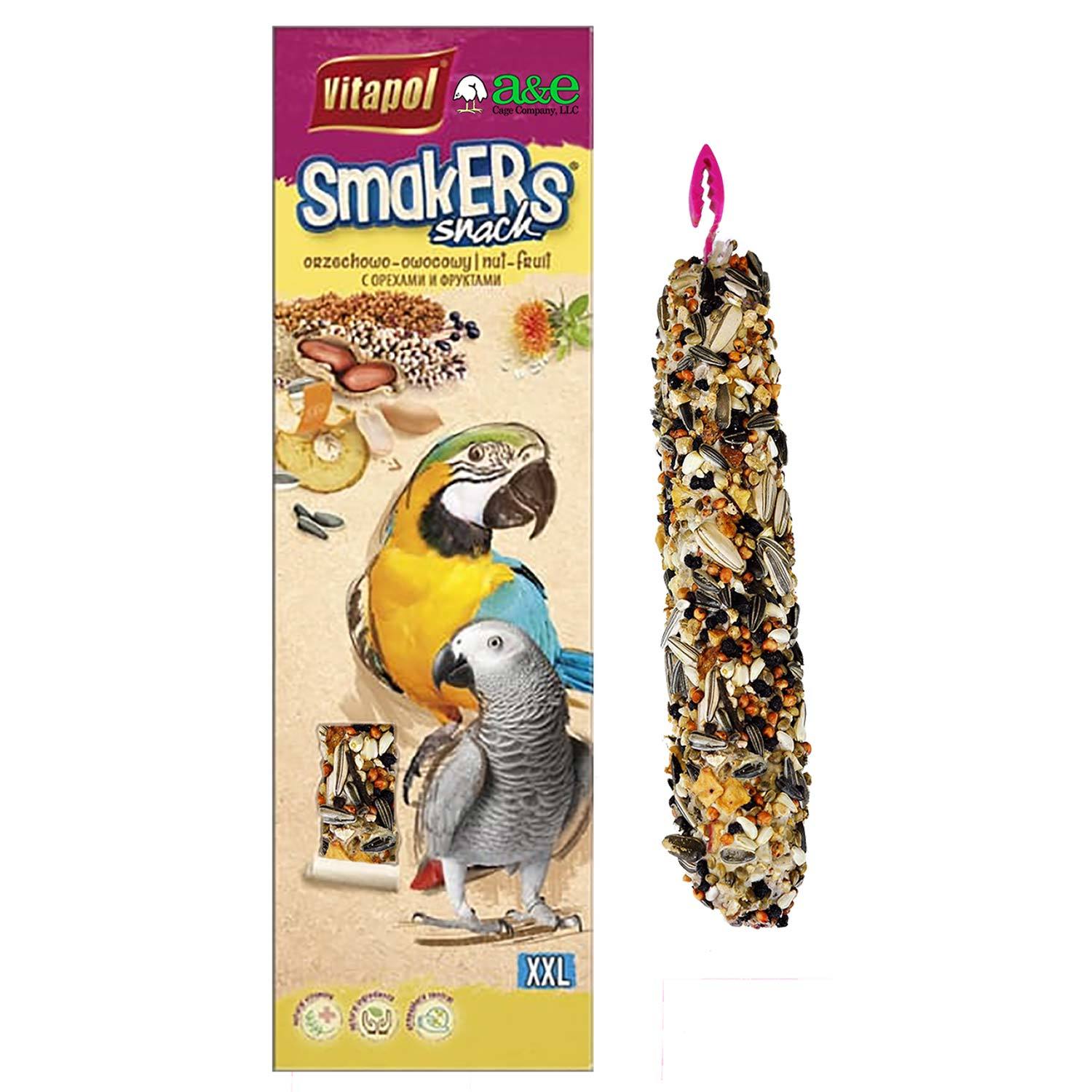 A&E Cage Vitapol Smakers Treat Parrot Xxl Nut Bird Treat, Twin Pack