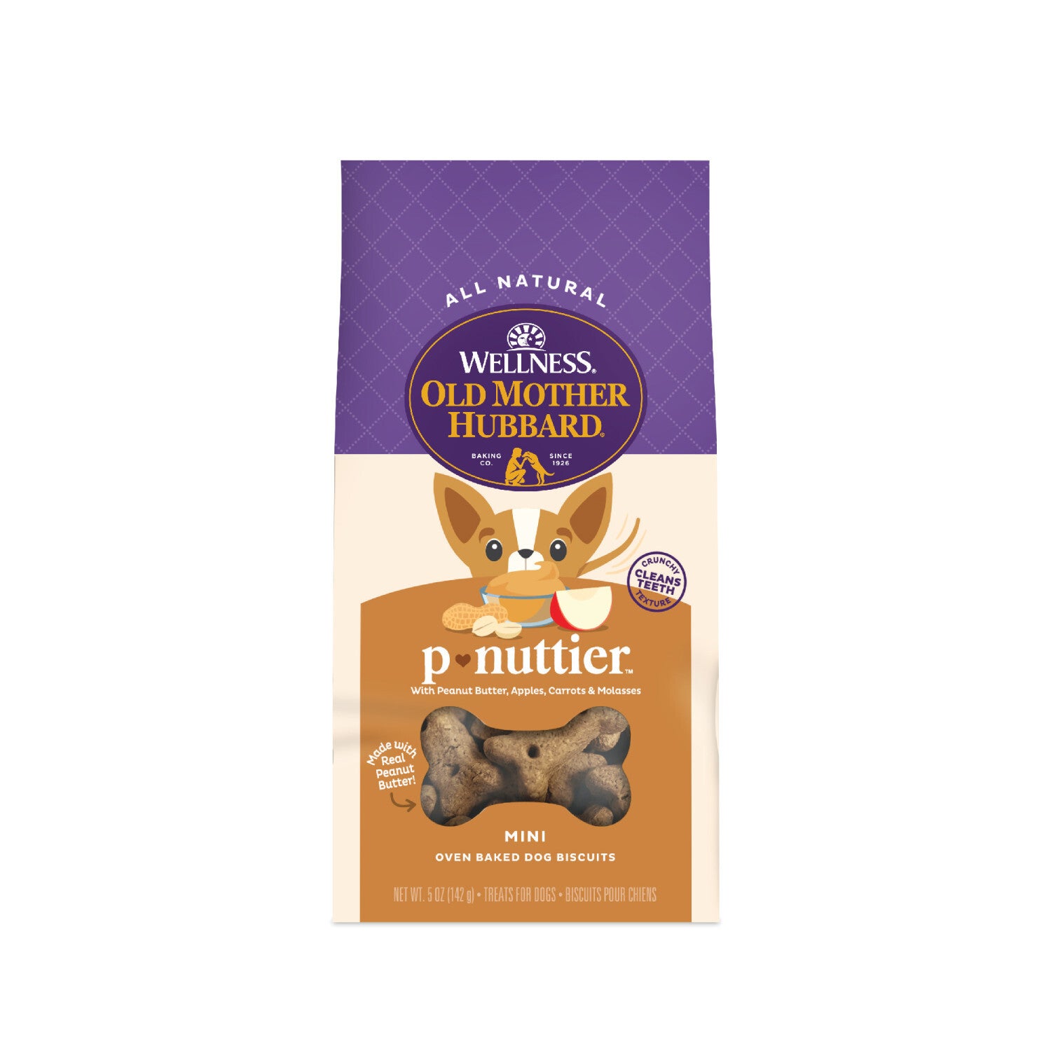 Wellness Old Mother Hubbard P-Nuttier Biscuits Dog Treats, Natural, Training Treats, Peanut Butter Flavor, Mini Size - 20-Ounce Bag