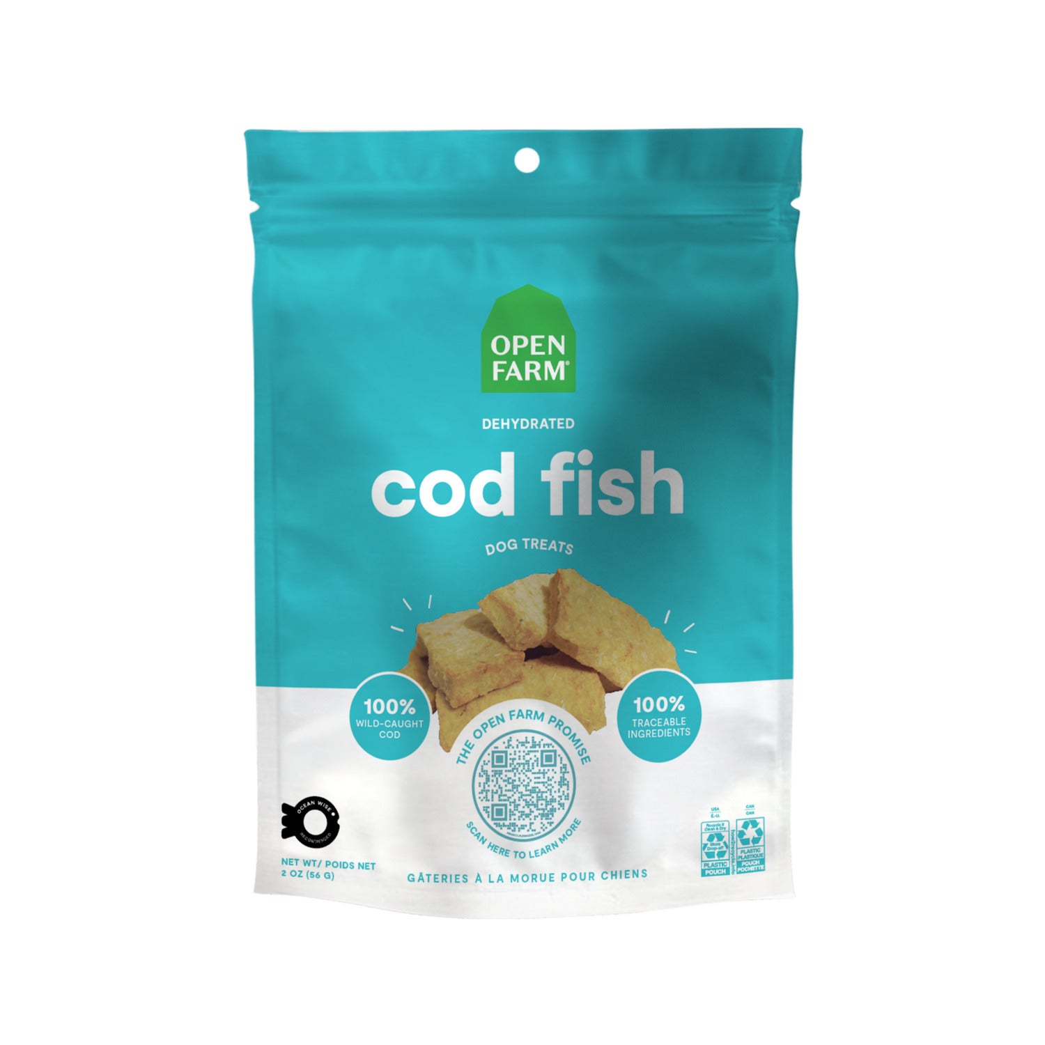 Open Farm Dehydrated Crunchy Dog Treats, Cod Fish, 2.5-Oz Bag