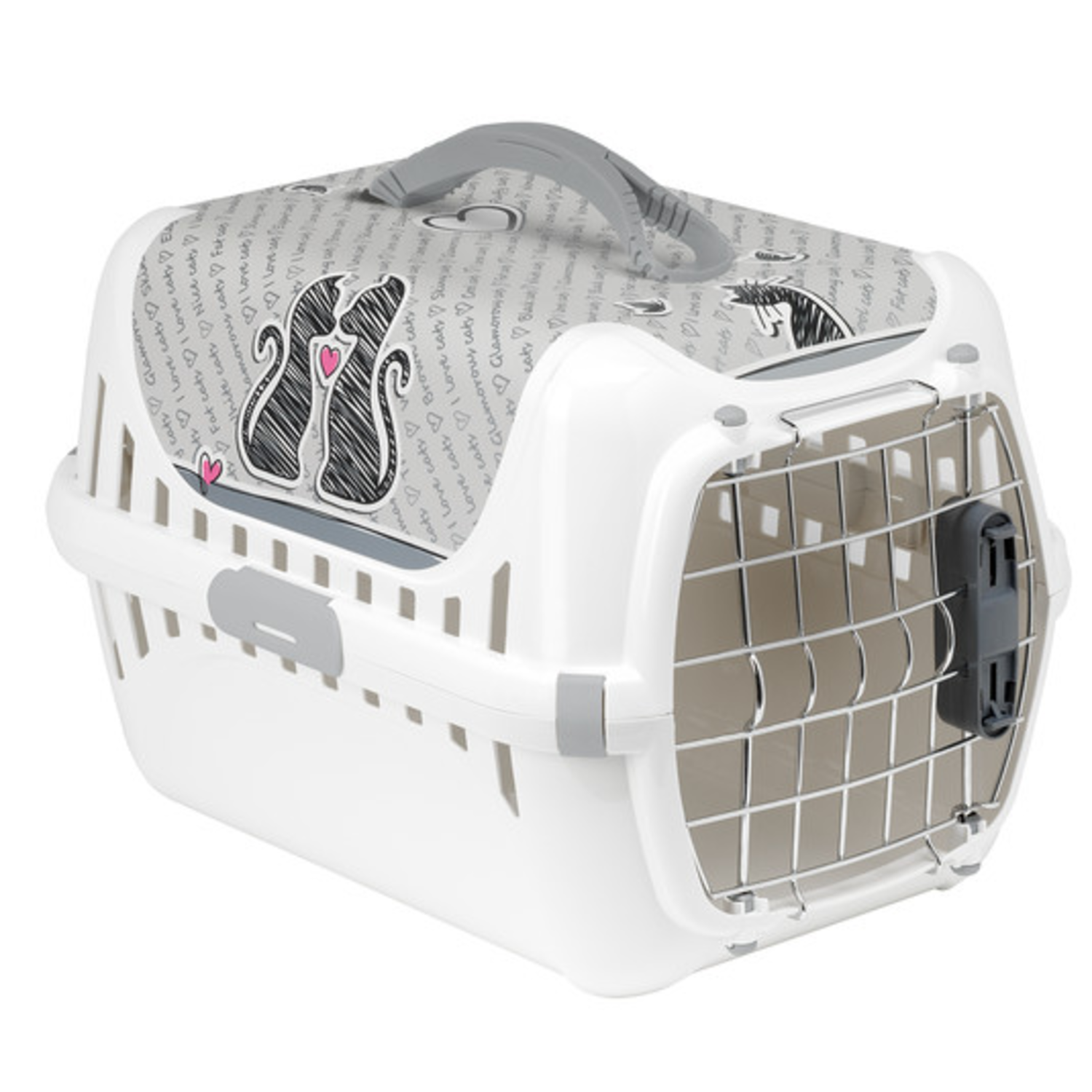 Moderna Cats In Love Plastic Cat Carrier, 19.5