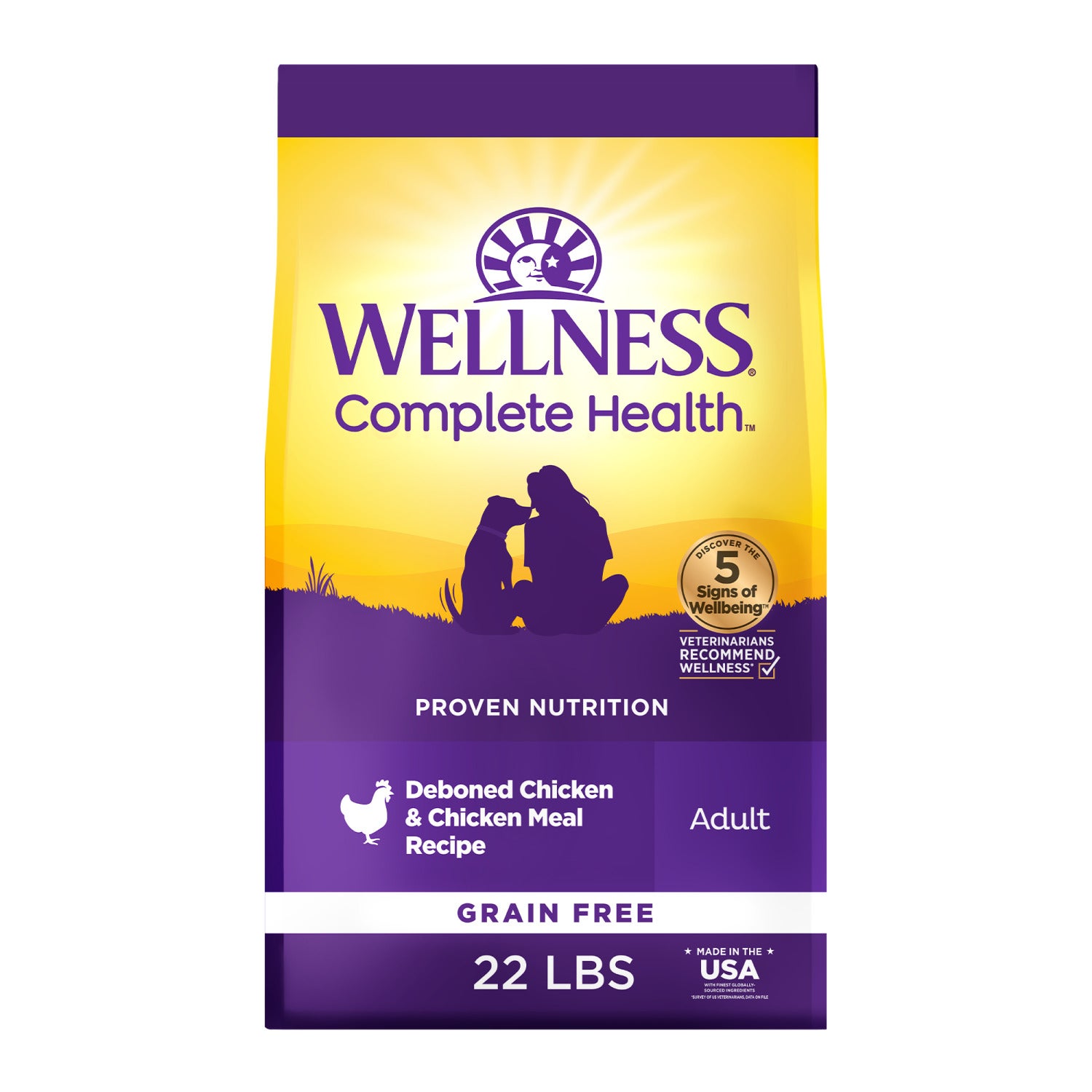 Wellness Complete Health Dry Dog Food, Grain Free, Natural, Chicken Recipe, 22-Pound Bag
