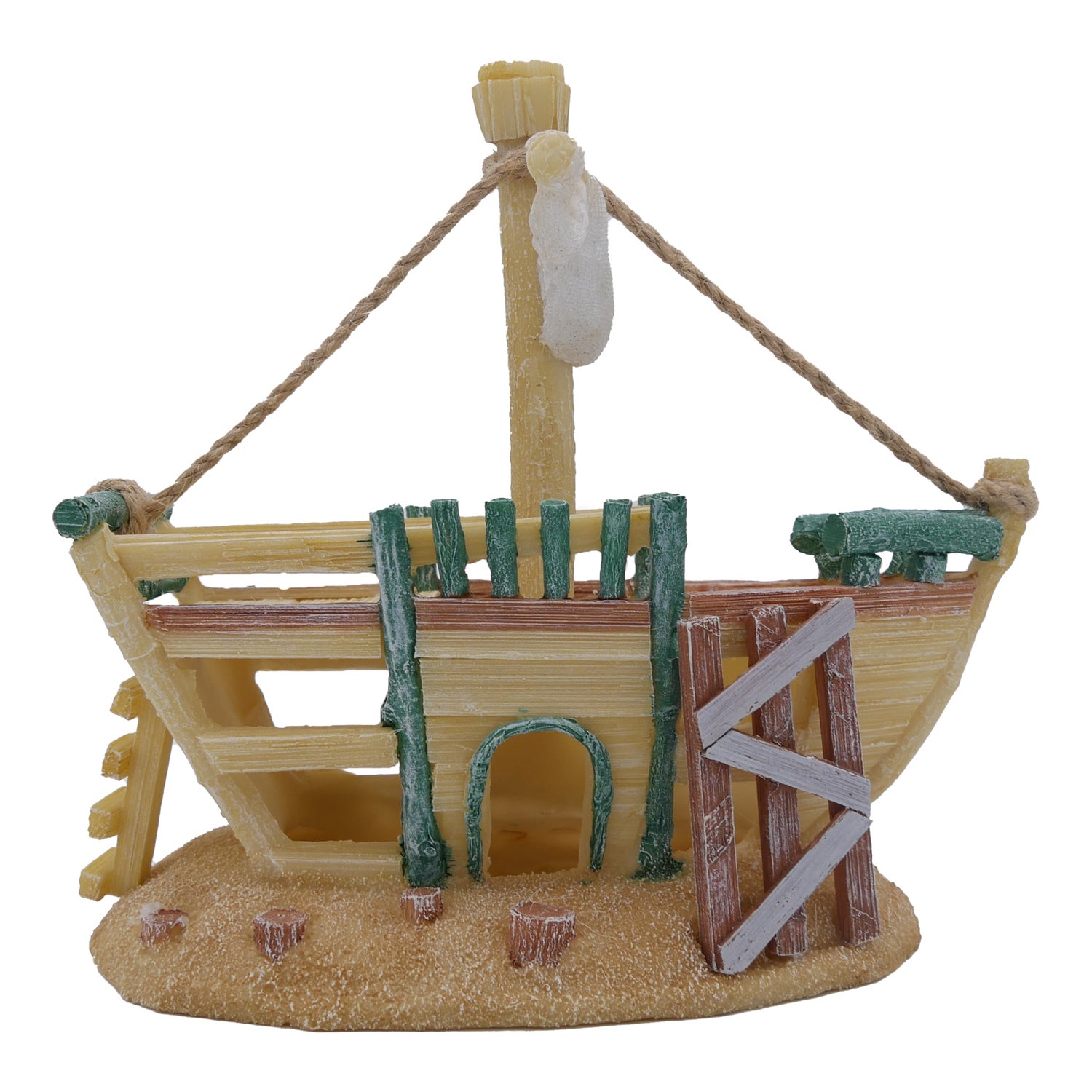 Penn-Plax Tide & Treasure Sunken Ship Aquarium Decor – Large