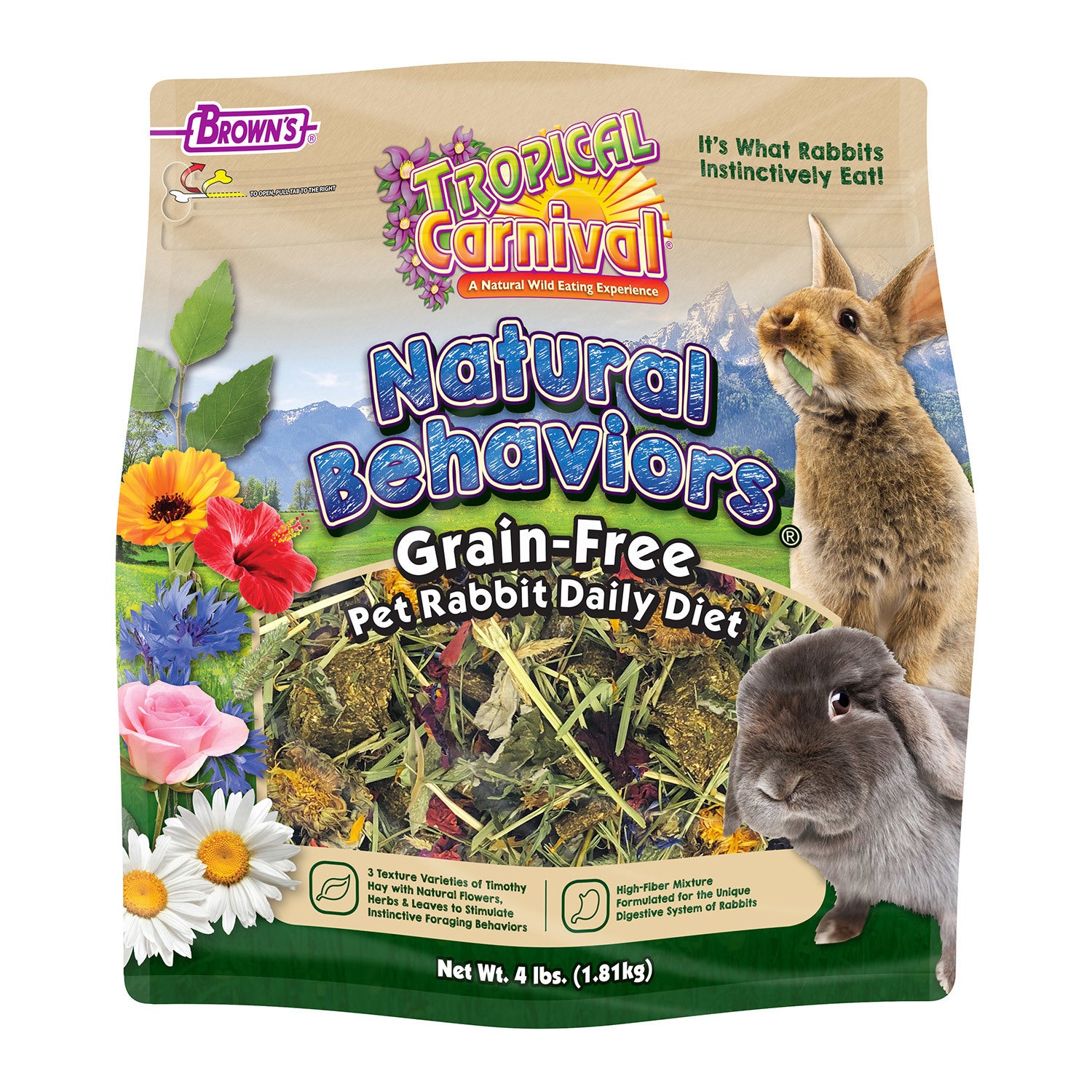 Tropical Carnival Natural Behaviors Grain-Free Pet Rabbit Food