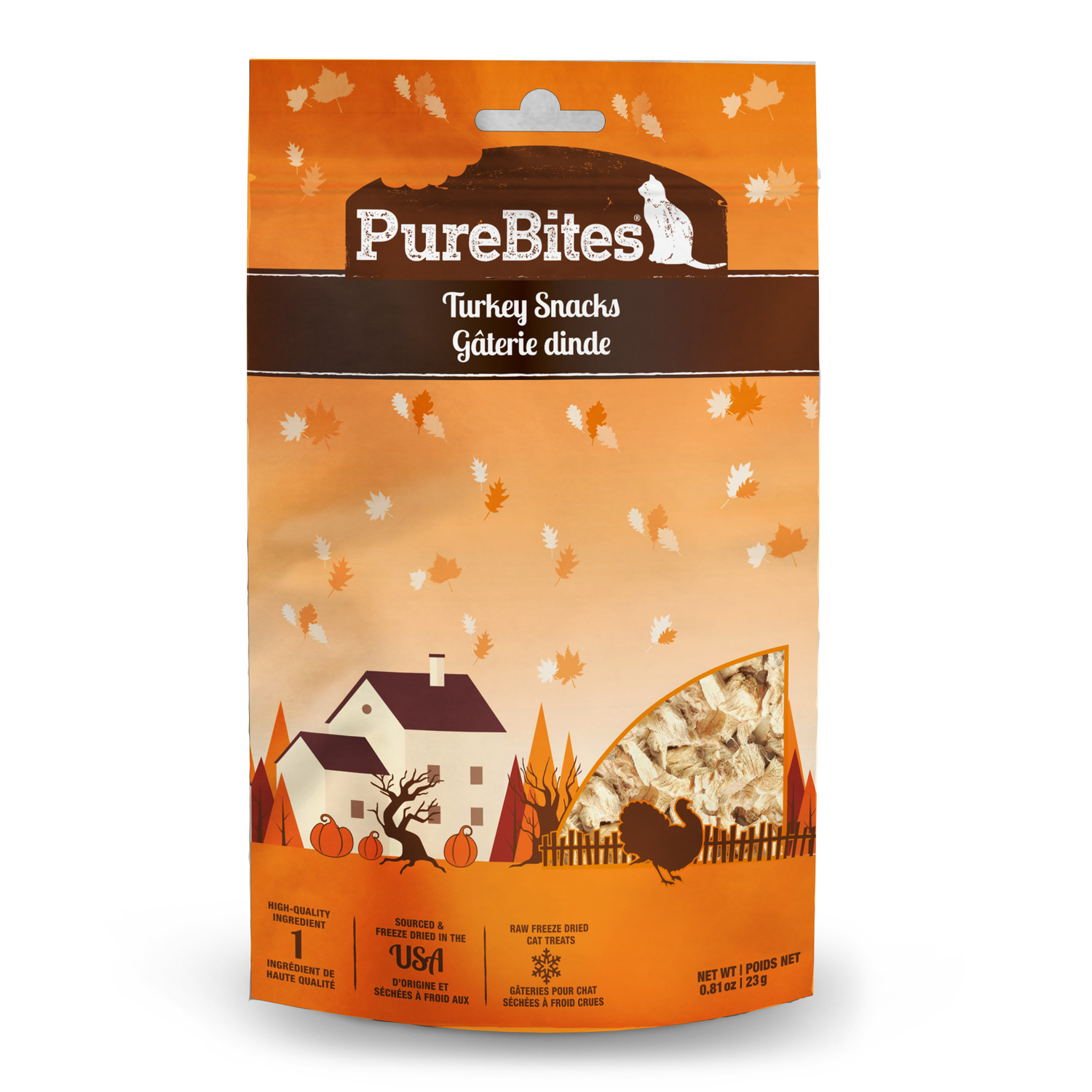 Purebites Fall Freeze-Dried Turkey High-Protein Cat Treats, 0.81-Oz Bag