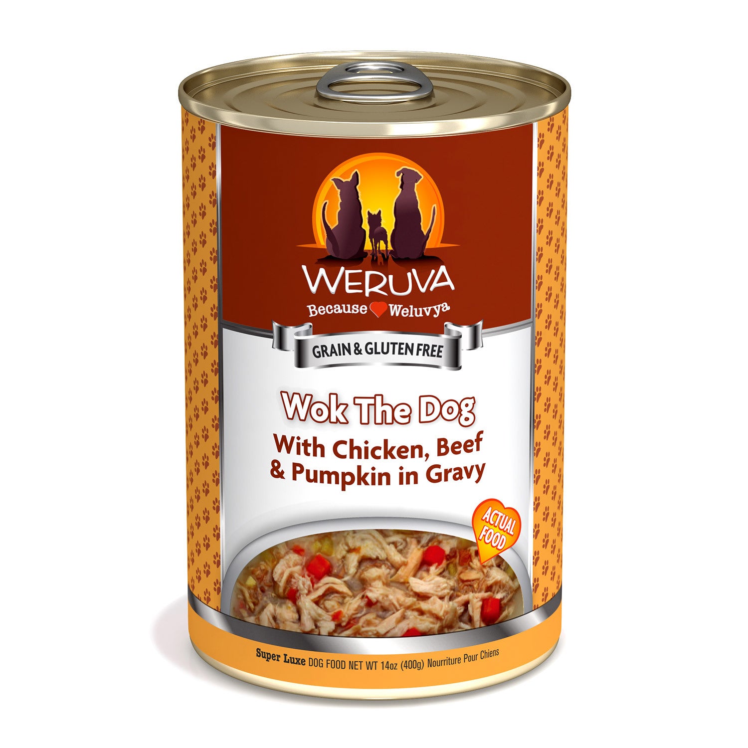 Weruva Wok The Dog With Chicken, Beef & Pumpkin In Gravy Wet Dog Food, 14-Oz Pack Of 12