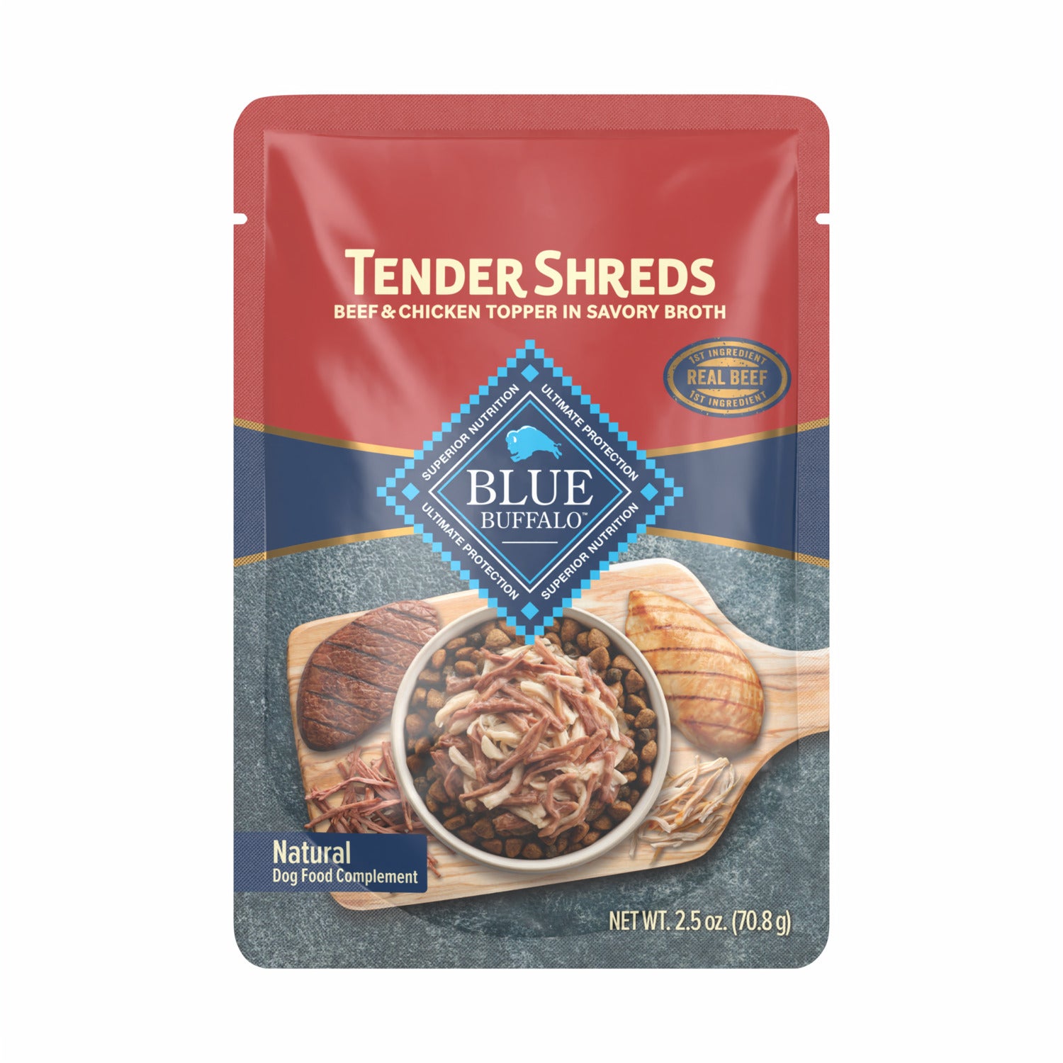 Blue Buffalo Tender Shreds Beef Wet Dog Food Topper In Savory Broth