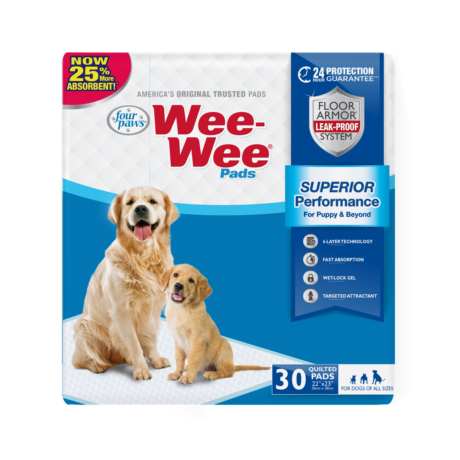Four Paws Wee-Wee Superior Performance Dog Pee Pads 22 X 23, 30 Count
