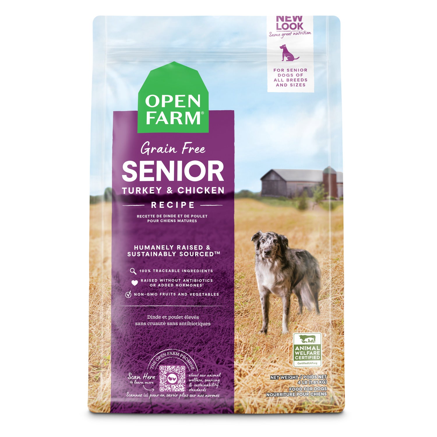 Open Farm Senior Grain Free Dry Dog Food, 22L-Lb Bag