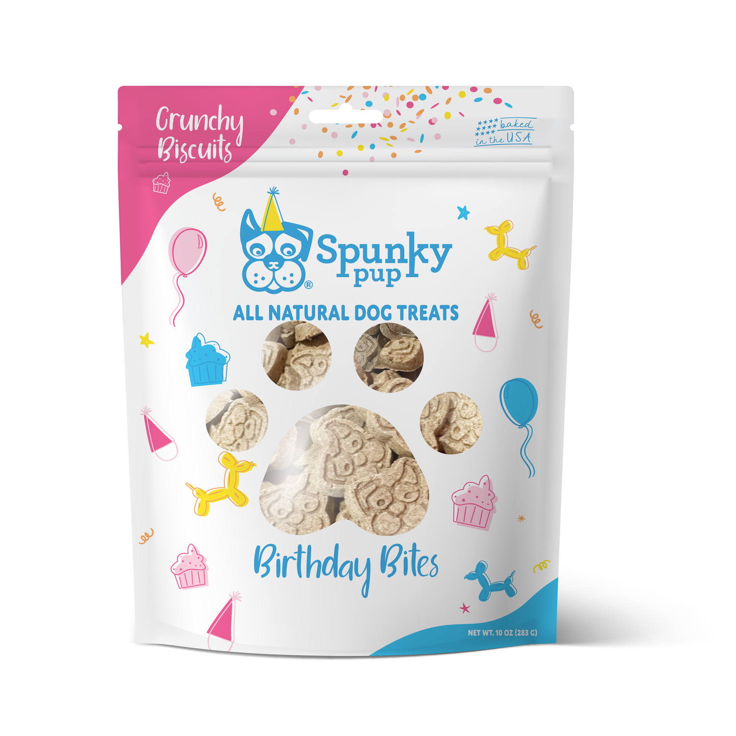 Spunky Pup Birthday Bites Peanut Butter Biscuits Dog Treats, 10-Oz