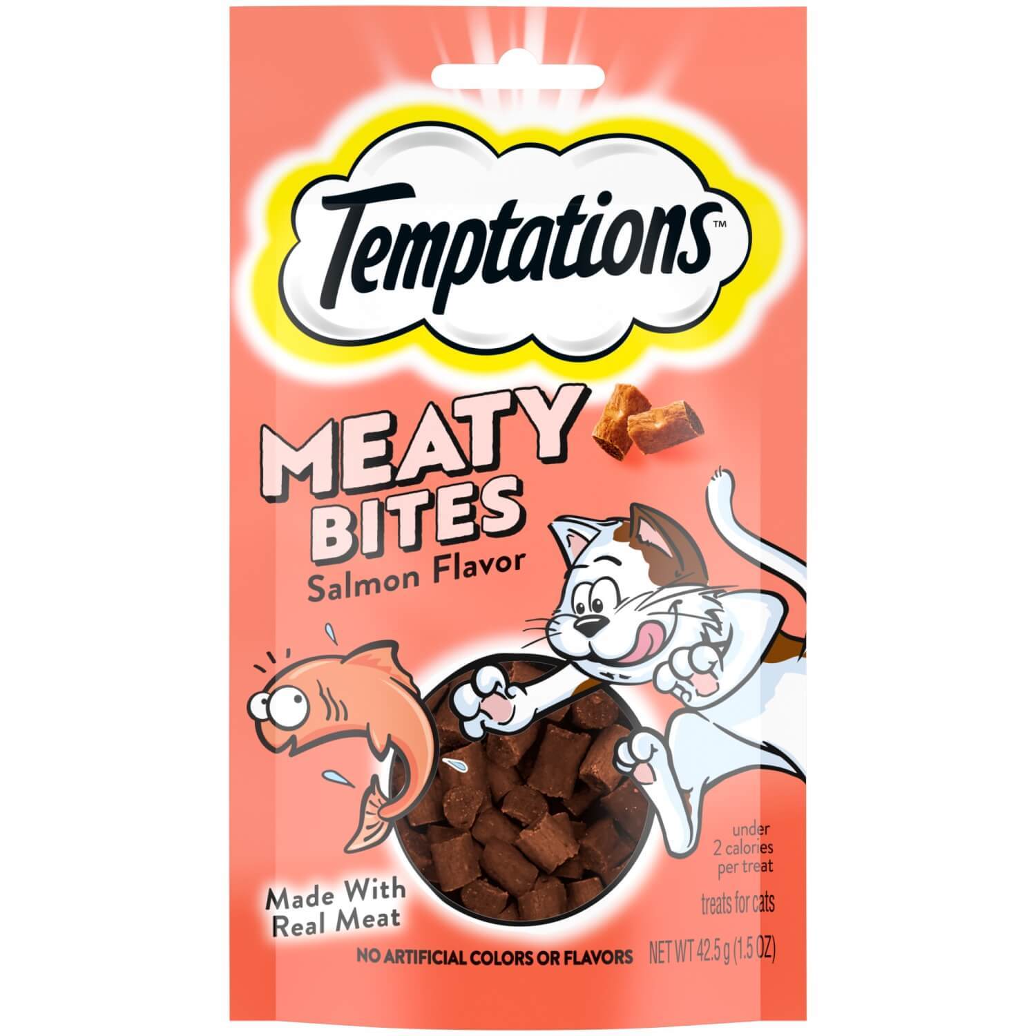 Temptations Meaty Bites Soft & Savory Cat Treats, Salmon Flavor