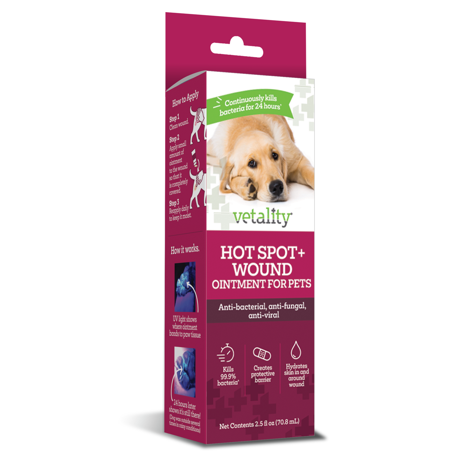 Vetality Hot Spot + Wound Ointment For Dogs, 2.5-Oz
