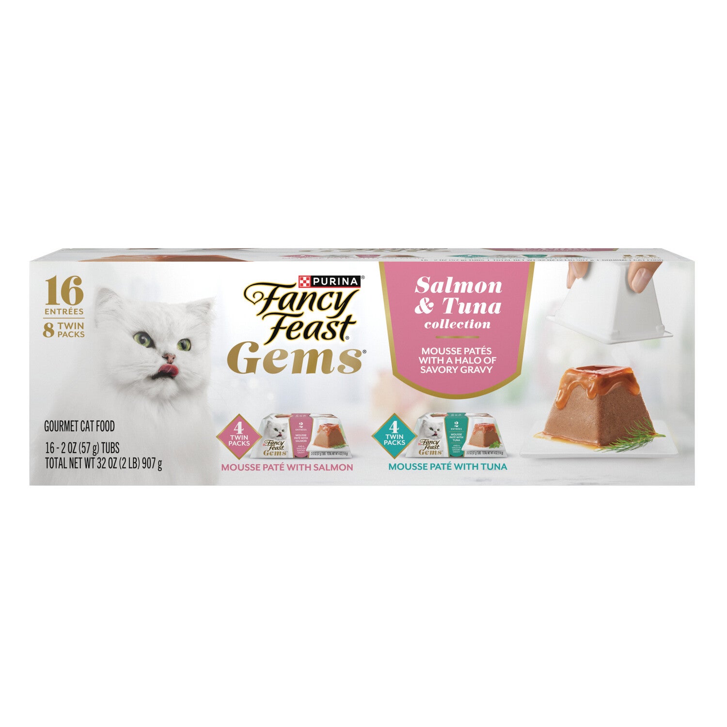 Fancy Feast Gems Pate Cat Food Mousse Salmon Or Tuna And A Halo Of Savory Gravy Wet Cat Food Variety Pack - (1) 8 Ct. Box
