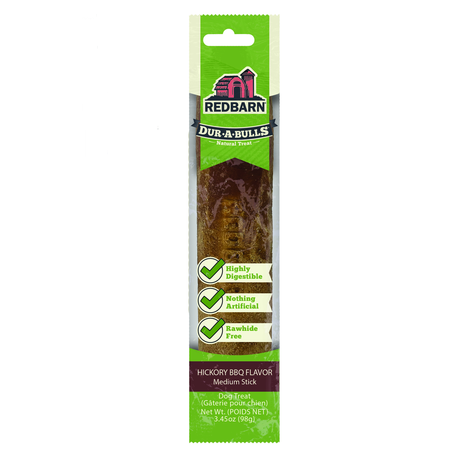 Redbarn Dur-A-Bulls Hickory Bbq Sticks Rawhide Alternative Dog Dental Treats, Medium, 40-Pk