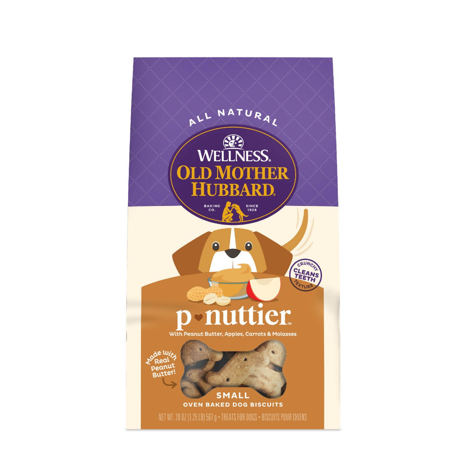 Wellness Old Mother Hubbard P-Nuttier Dog Biscuits, Natural, Training Treats, Peanut Butter Flavor, Small Size Dog Treat, 20 Ounce Bag