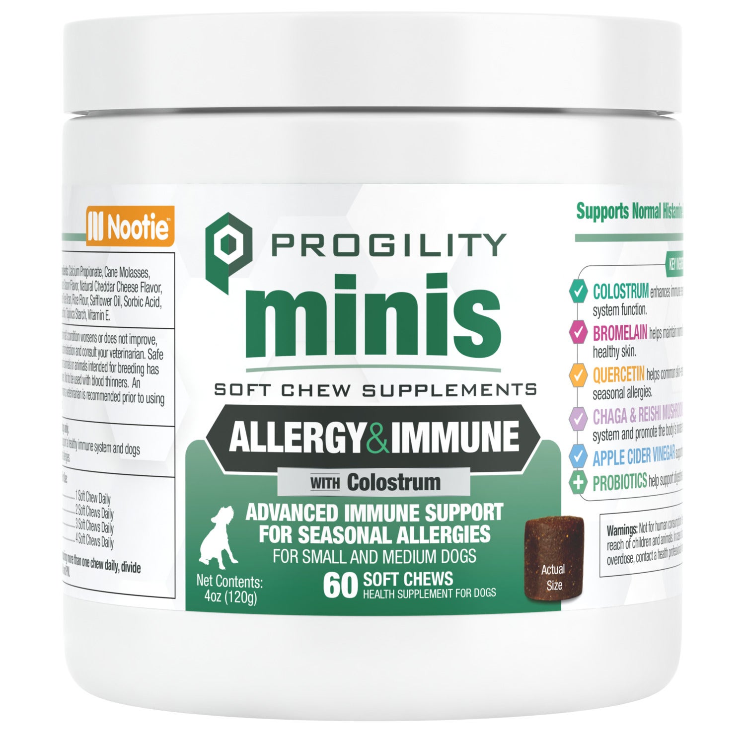 Progility Mini Allergy & Immune Soft Chew Dog Supplement For Small & Medium Dogs, 60Ct