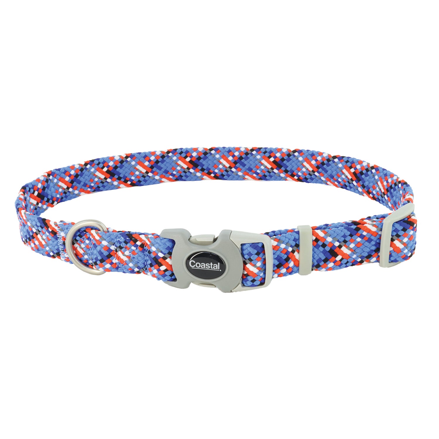 Coastal Pro® Active Adjustable Woven Reflective Dog Collar, Cobalt Crossed Blue, Large