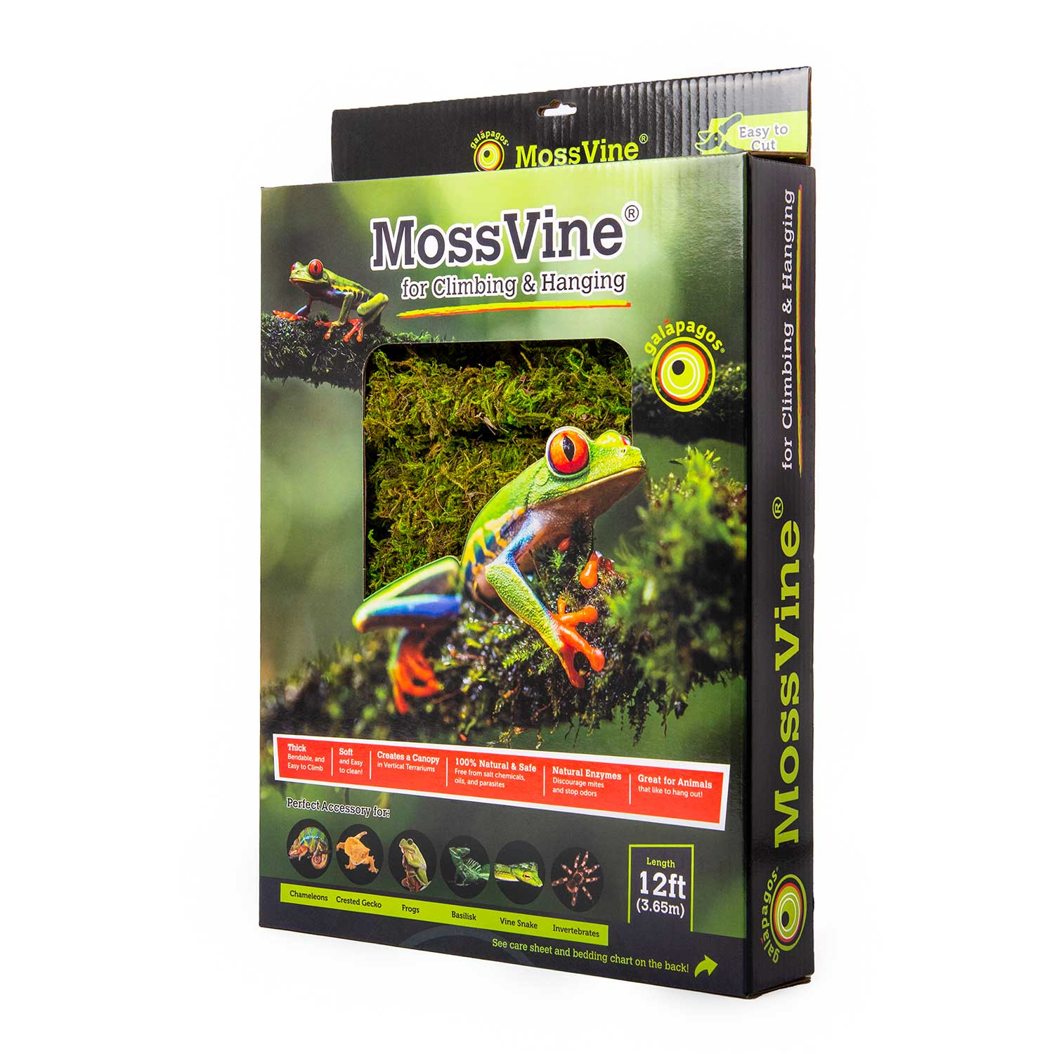 Galápagos Natural Moss Vine Reptile Habitat Decor, Boxed, 12-Ft