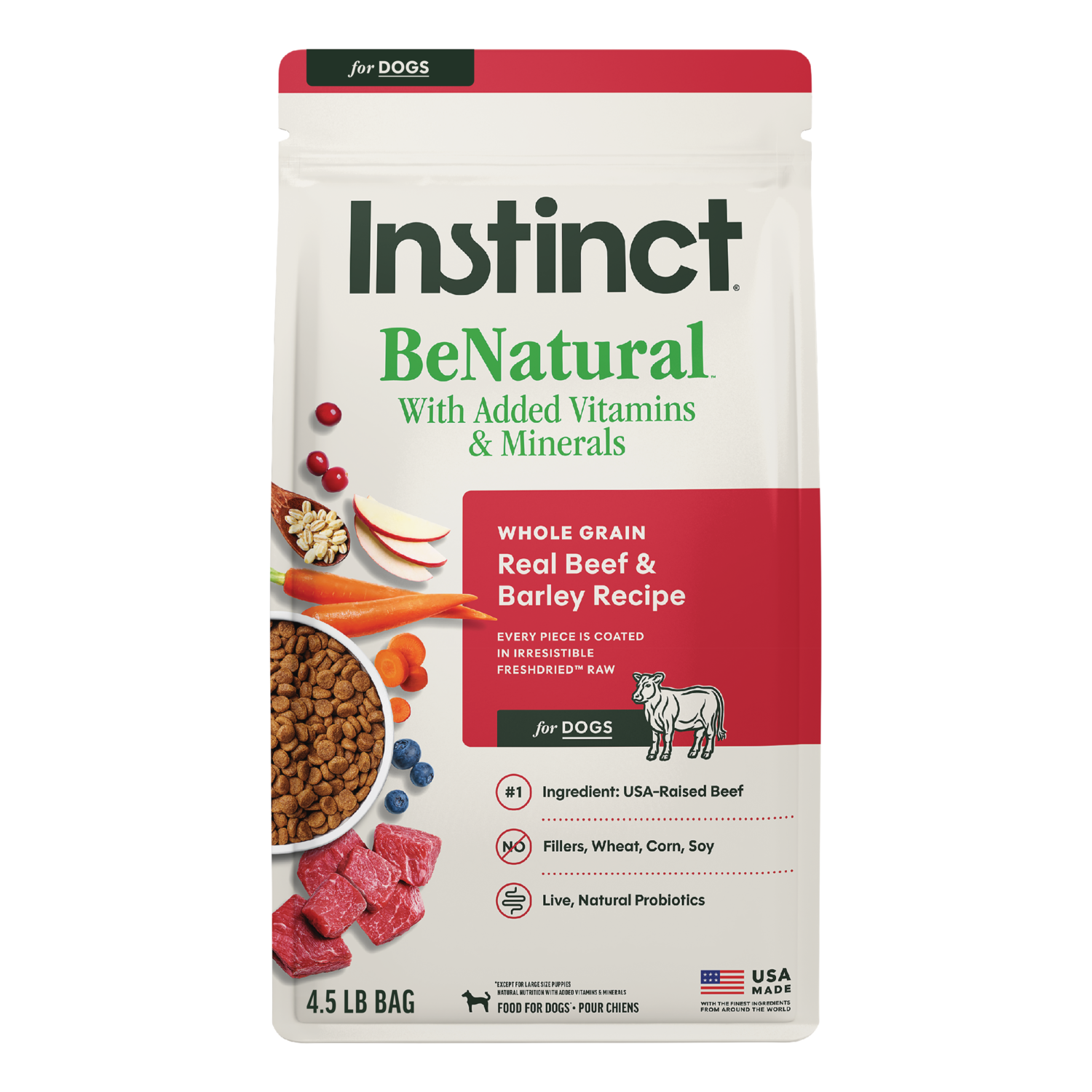 Instinct Be Natural Beef & Barley Recipe Dry Dog Food, 4.5-Lb Bag