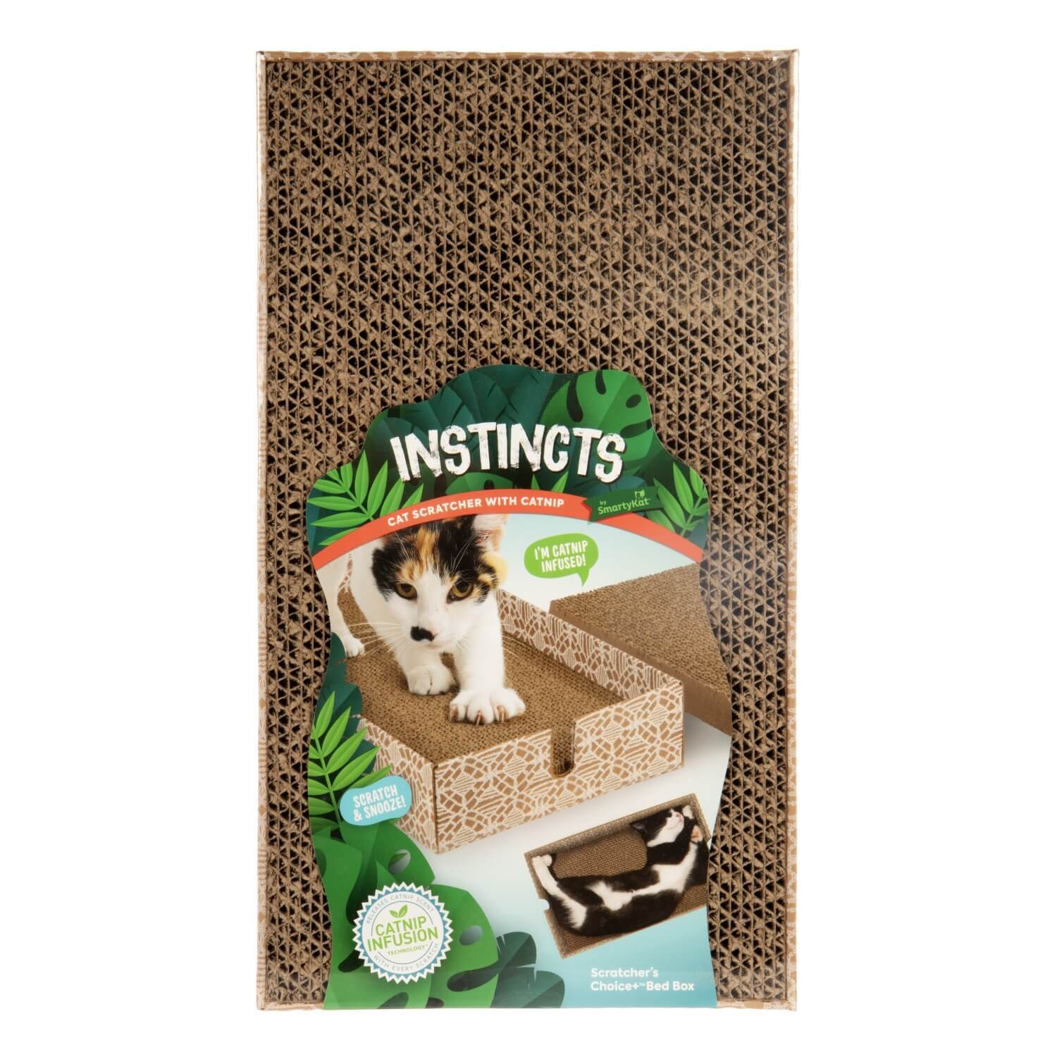 Instincts By Smartykat® Scratcher's Choice+ Bed Box & Refills Reversible Corrugate Cat Scratch Blocks & Cat Bed With Catnip Infusion Technology, 2 Count Scratch Blocks, Extra Large