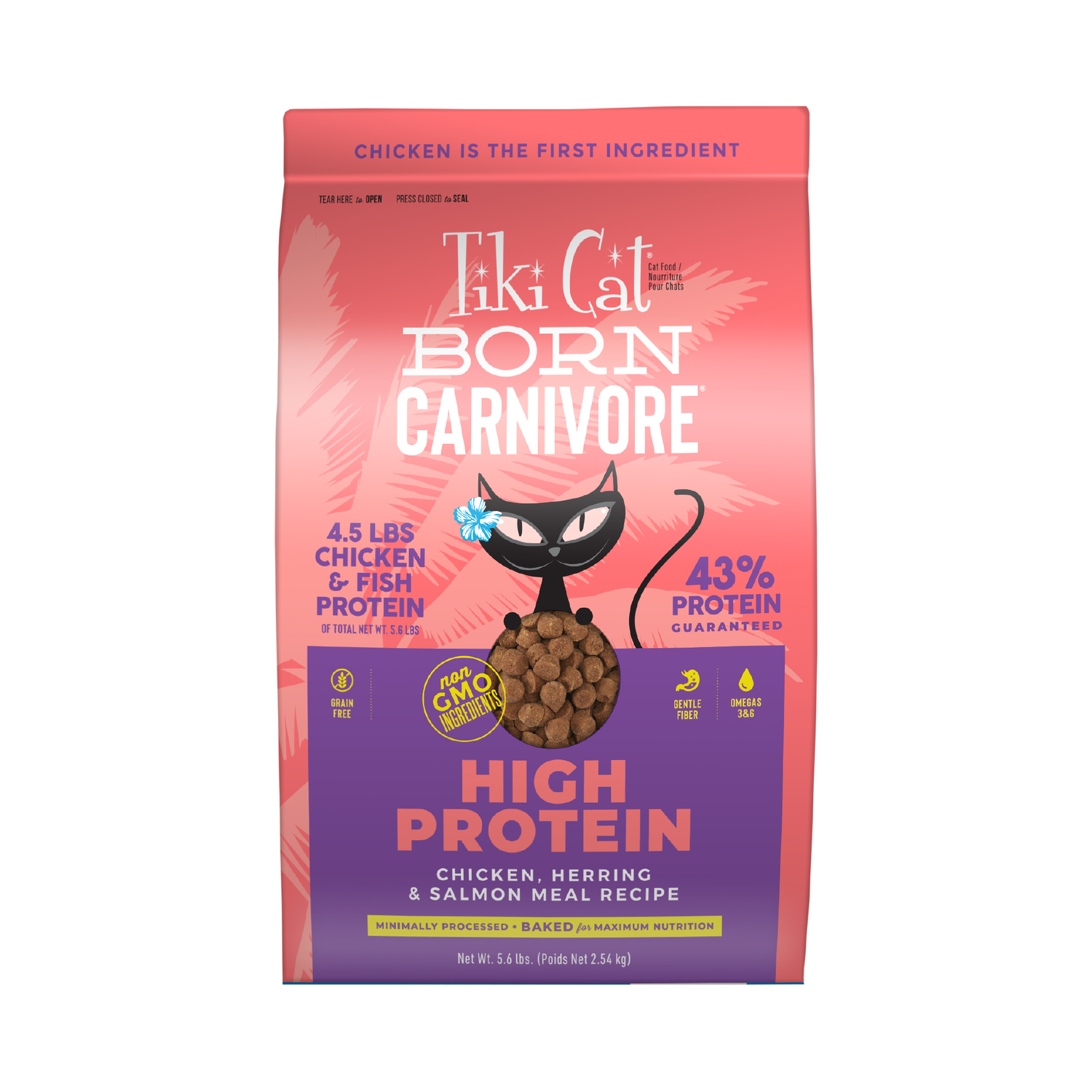 Tiki Cat Born Carnivore High Protein Dry Cat Food, Chicken, Herring & Salmon Meal, 5.6-Lb Bag