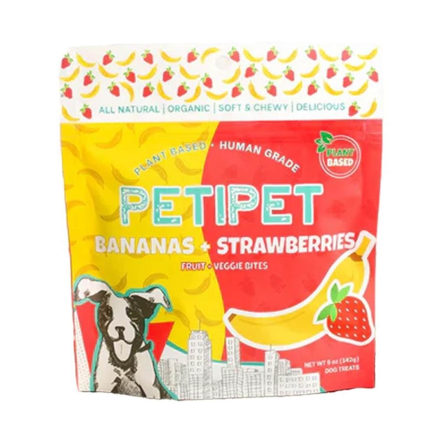 Petipet Bananas & Strawberries Organic Plant Based Soft & Chewy Dog Treats