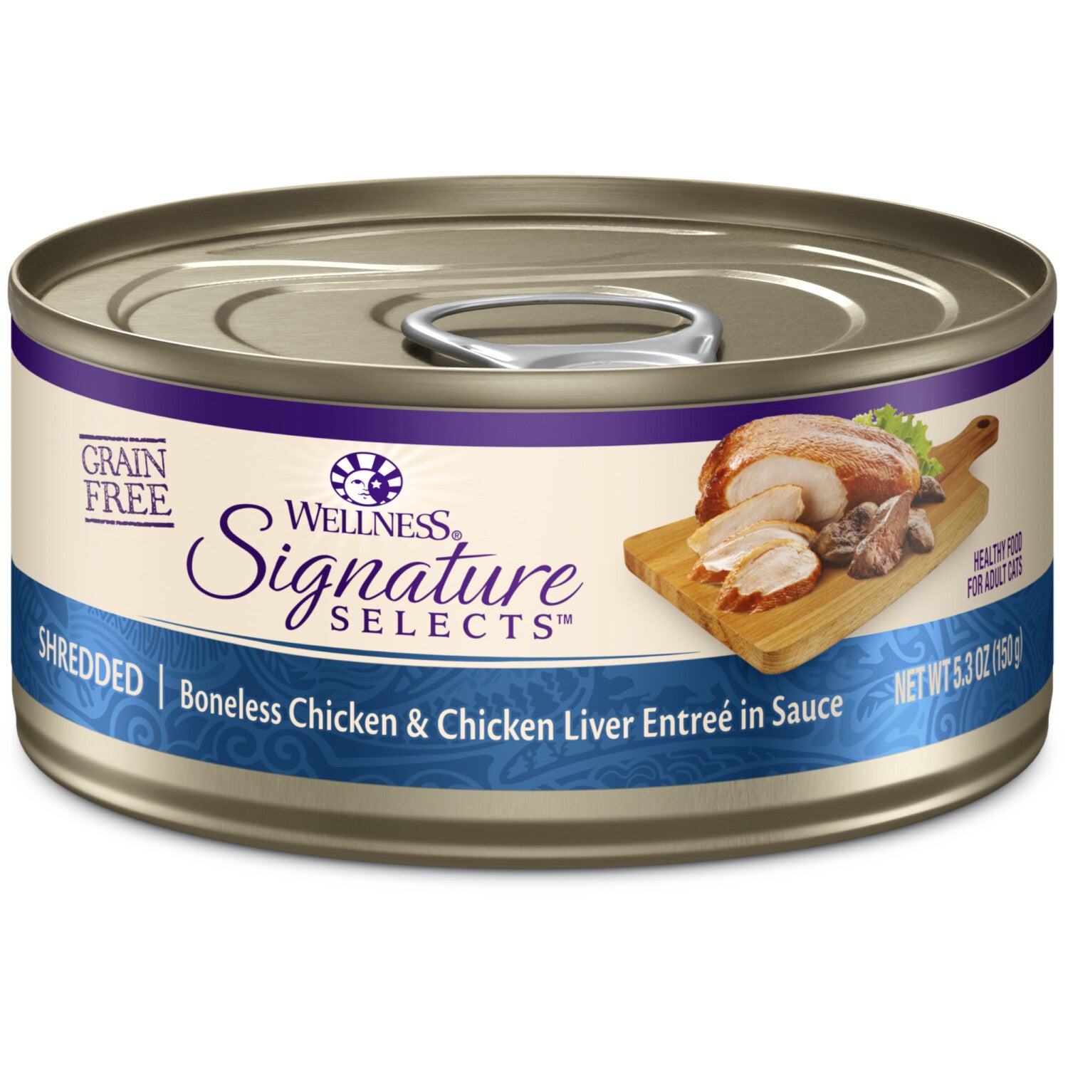 Wellness Core Signature Selects Shredded Adult Wet Cat Food, Natural, Protein-Rich, Grain Free, 5.3 Ounce, 12 Pack, Chicken & Chicken Liver Entree