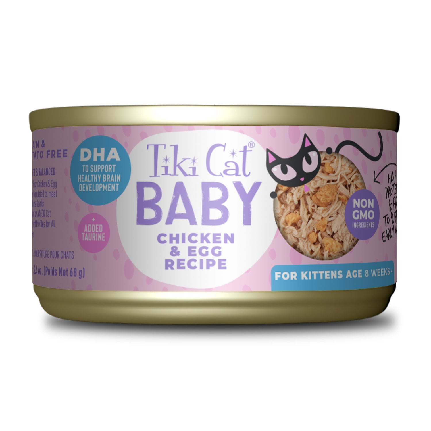 Tiki Cat Baby Wet Cat Food For Kittens, Chicken & Egg, 2.4-Oz Can