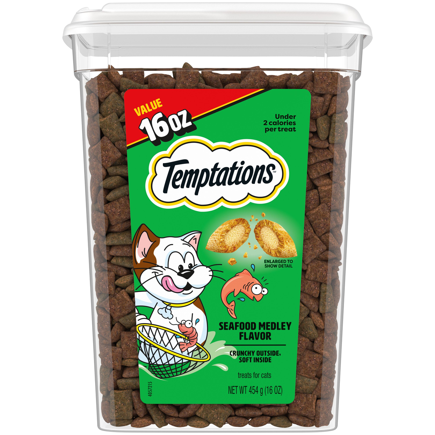 Temptations Classic Seafood Medley Crunchy & Soft Cat Treats, 16-Oz Canister