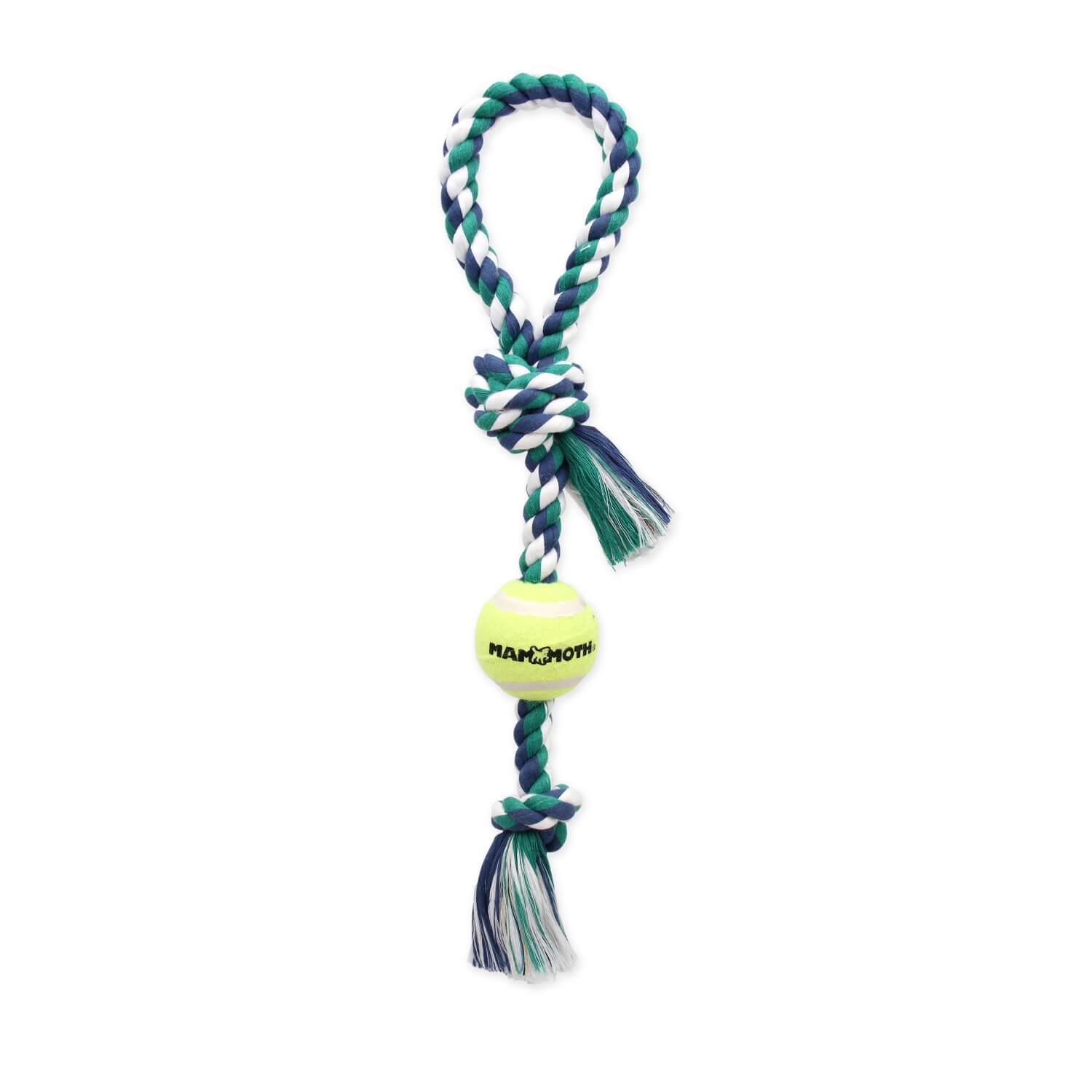 Mammoth Flossy Chews 20 Pull Tug W/Tennis Ball Dog Toy