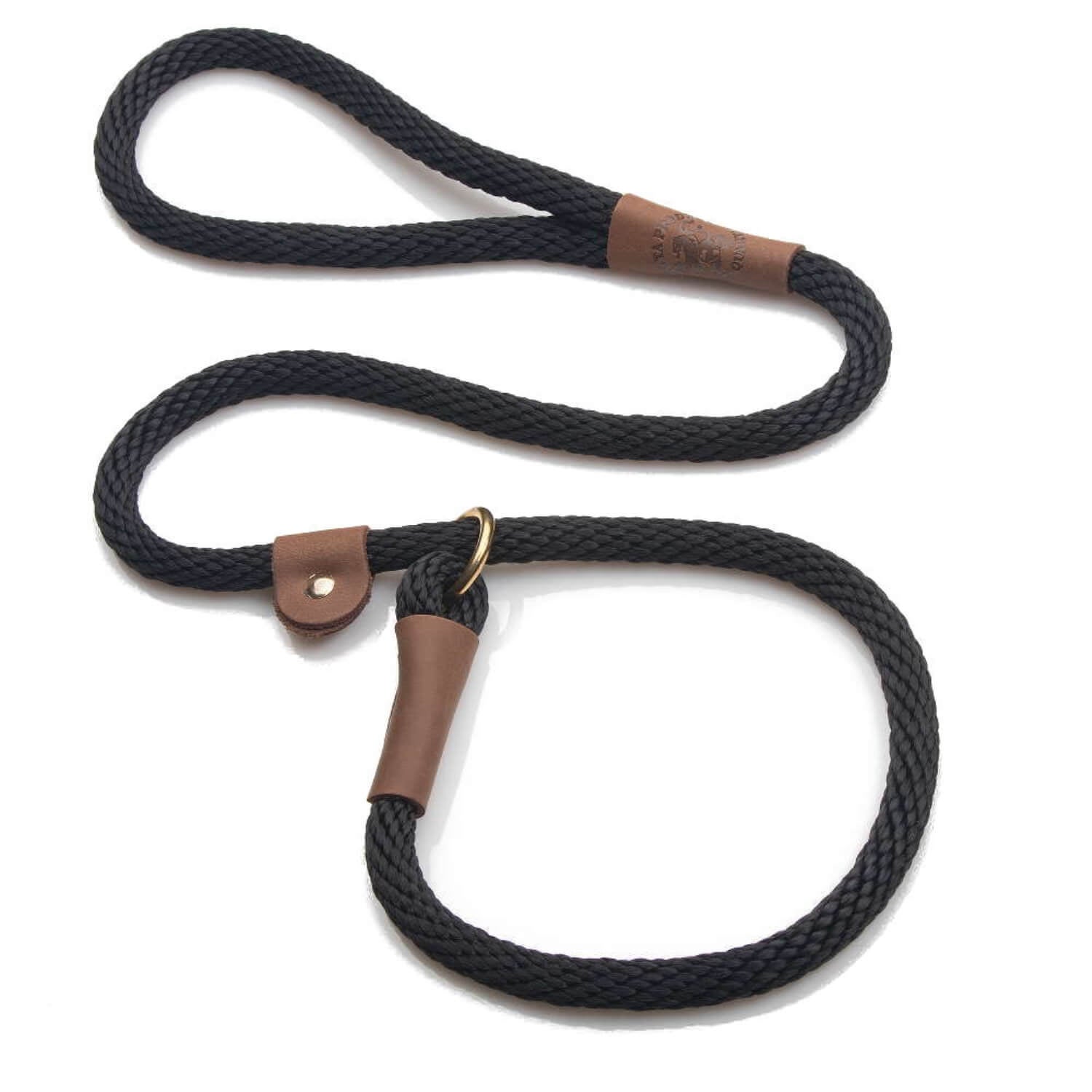 Mendota Pet Slip Neck Dog Leash 1/2X6' - Black
