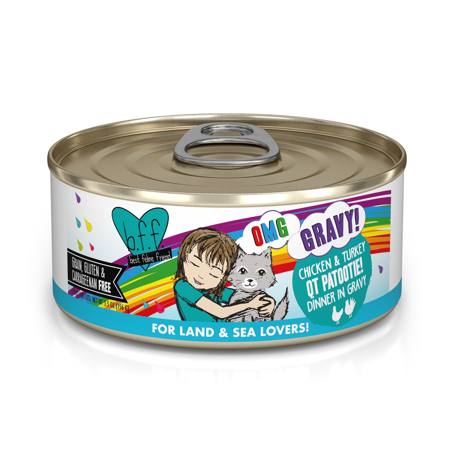Weruva Bff Omg Gravy Chicken & Turkey Qt Patootie! Wet Cat Food, 5.5-Oz Can Pack Of 8