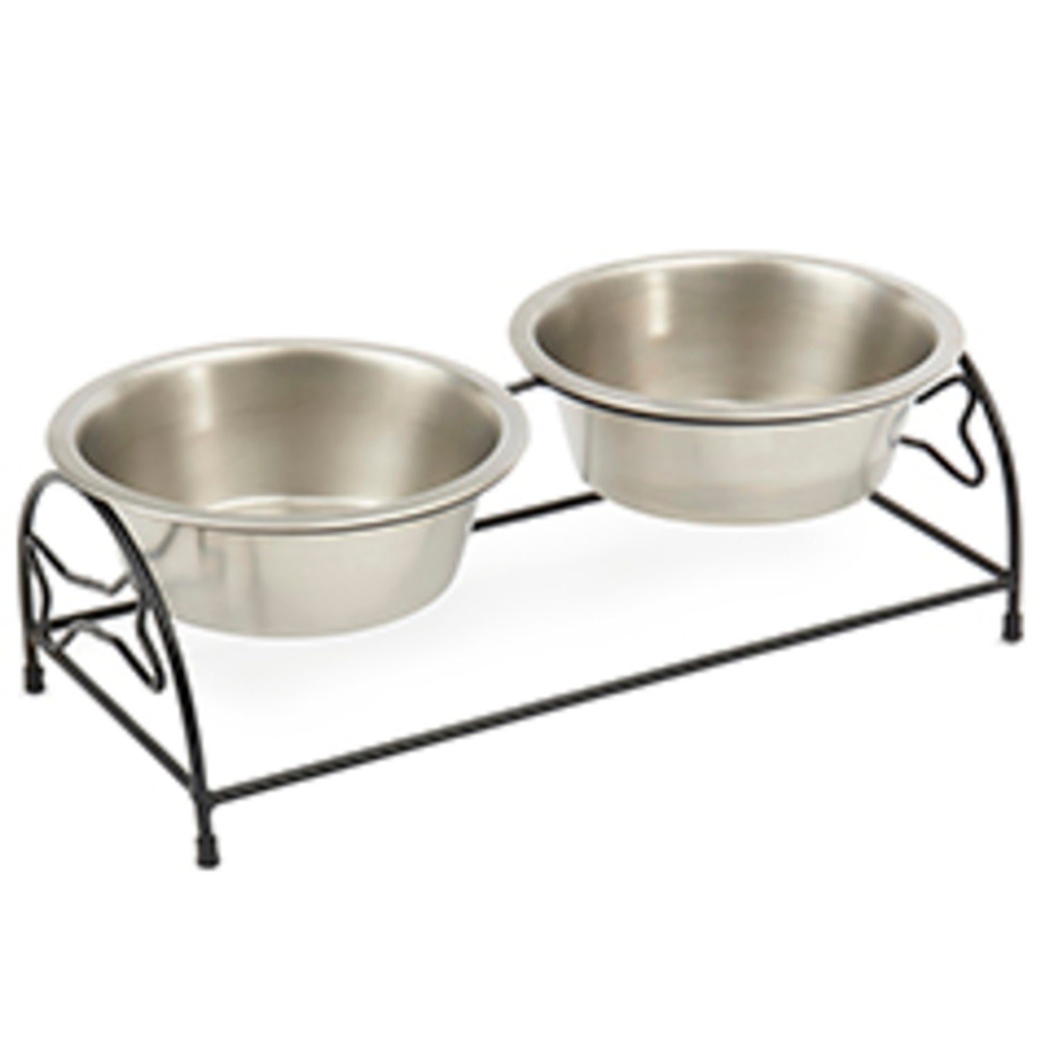 Petrageous Bone Shape Metal Diner Elevated Dog Feeder, Black Finish, Medium, 3.5 Cup Capacity