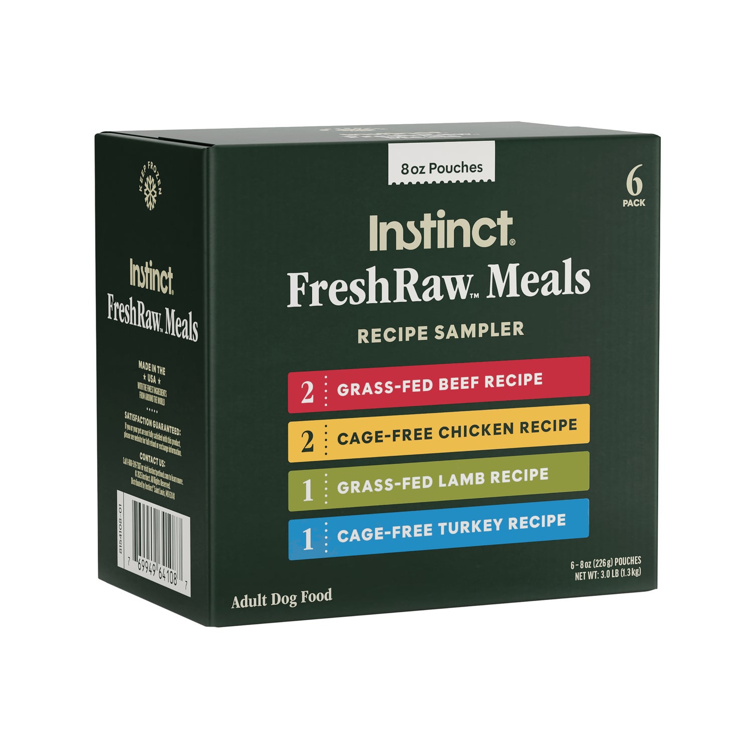 Instinct Freshraw Meals Frozen Dog Food Recipe Sampler, 8 Oz. Pack (Box Of 6)