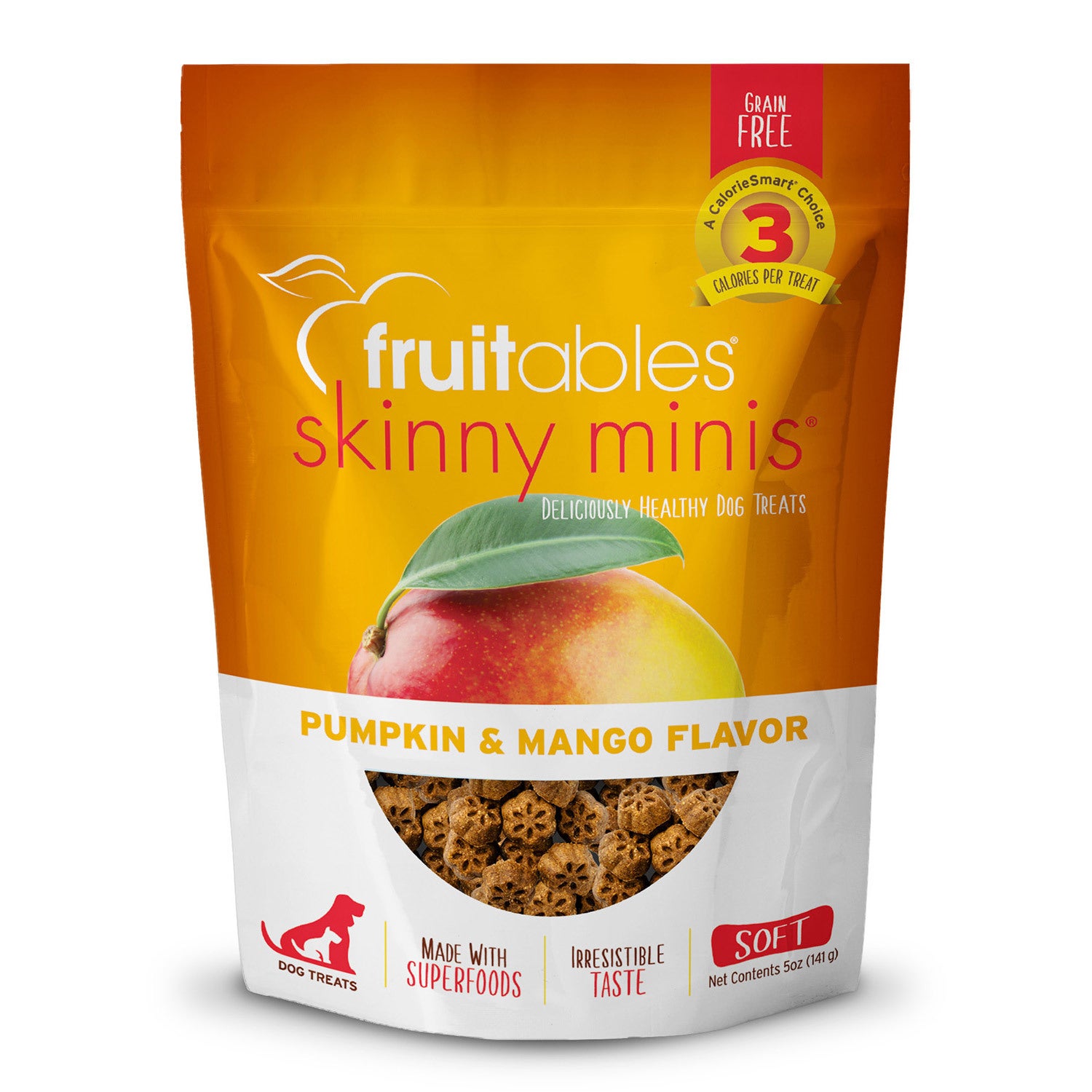 Fruitables Skinny Minis Grain Free Low Calorie Dog Treats, Pumpkin & Mango Flavor