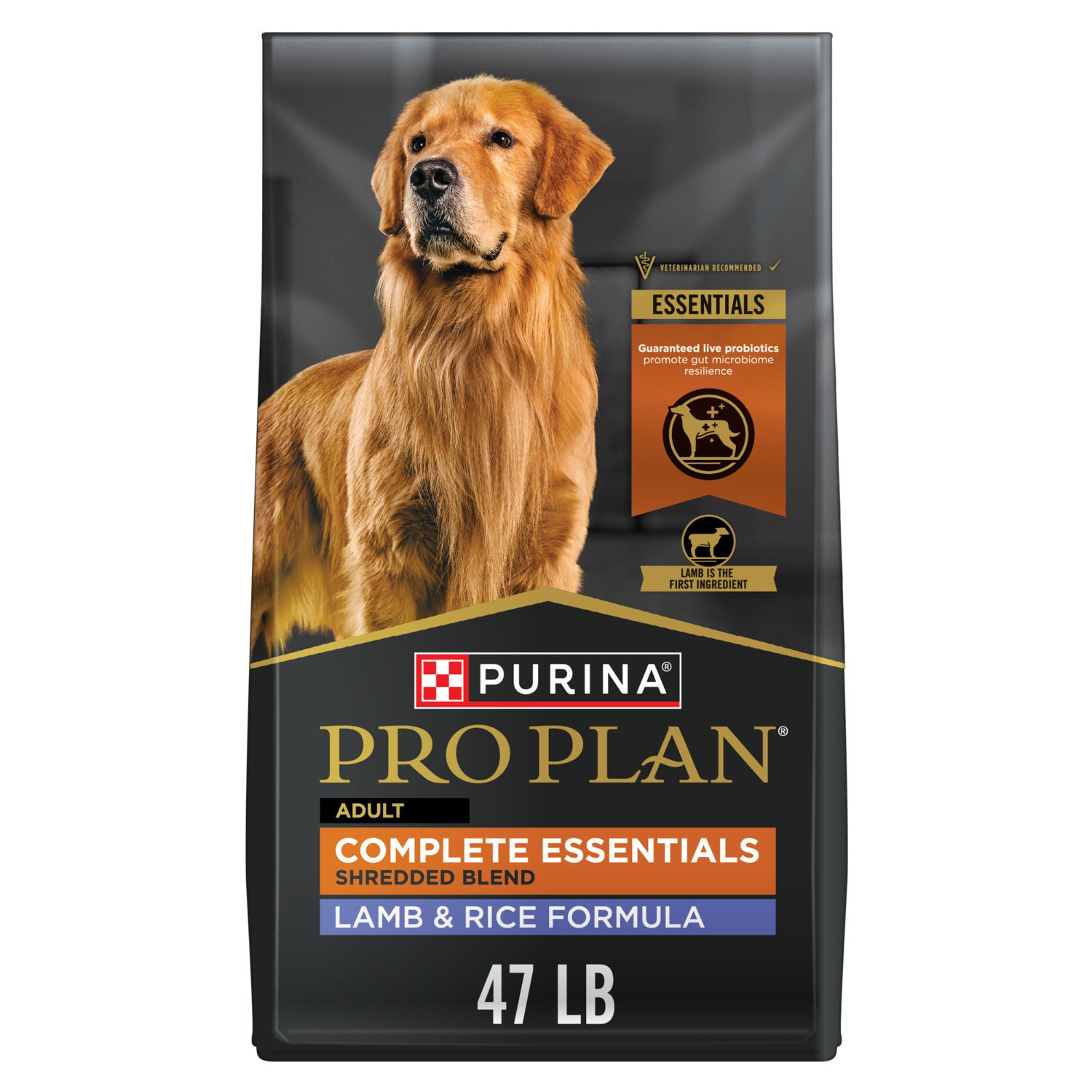 Purina Pro Plan Complete Essentials Shredded Blend Lamb And Rice Formula Adult Dry Dog Food, 47Lb