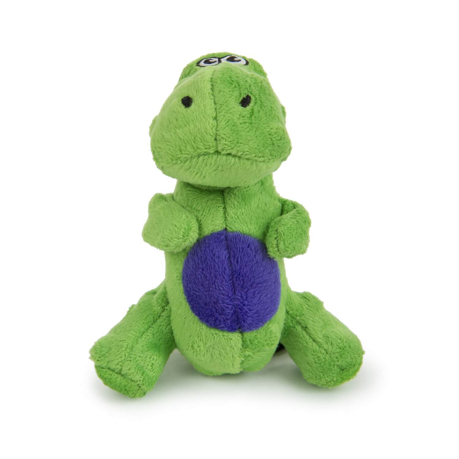 Godog Dinos T-Rex Just For Me Squeaky Plush Dog Toy - Green Mini
