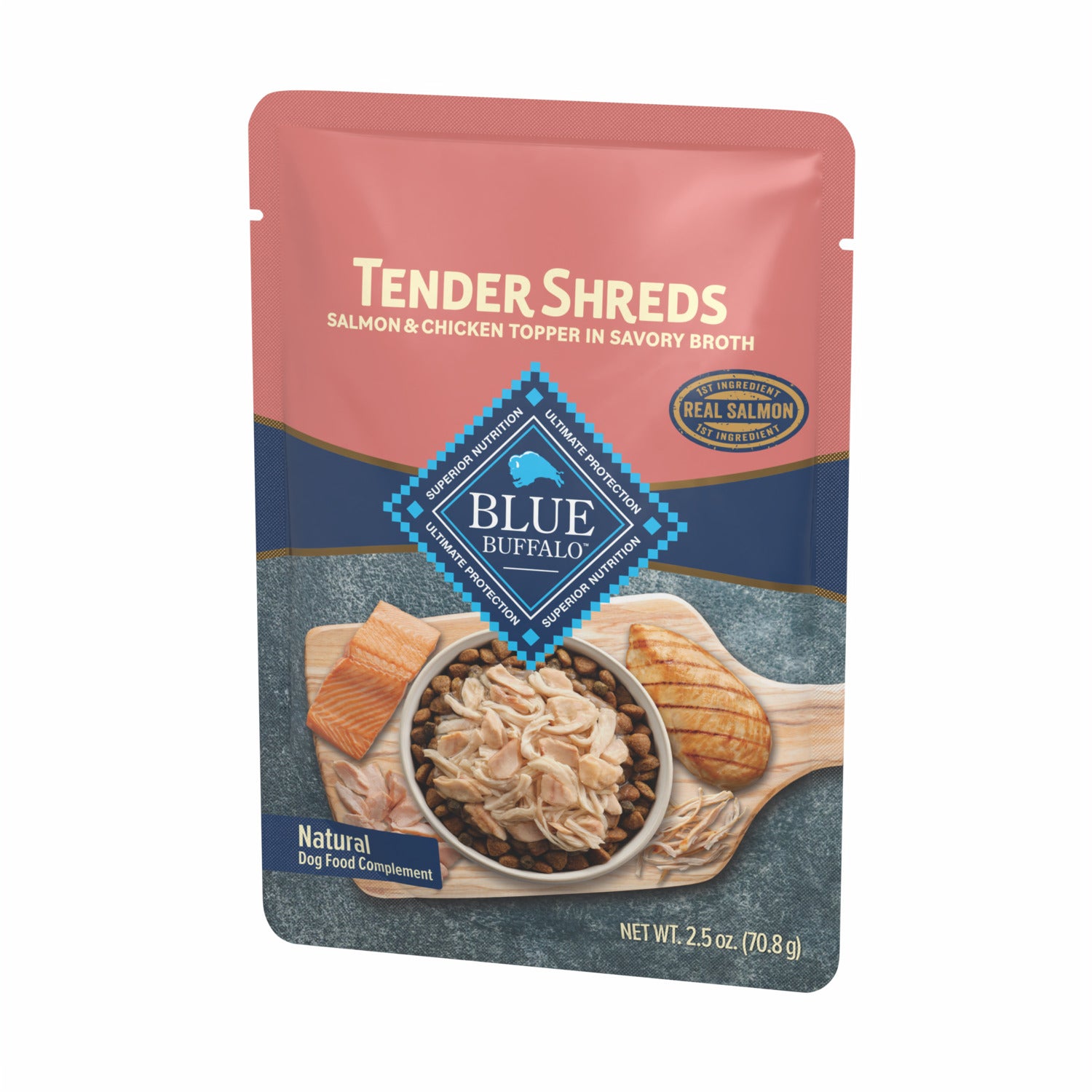 Blue Buffalo Tender Shreds Salmon & Chicken Wet Dog Food Topper In Savory Broth