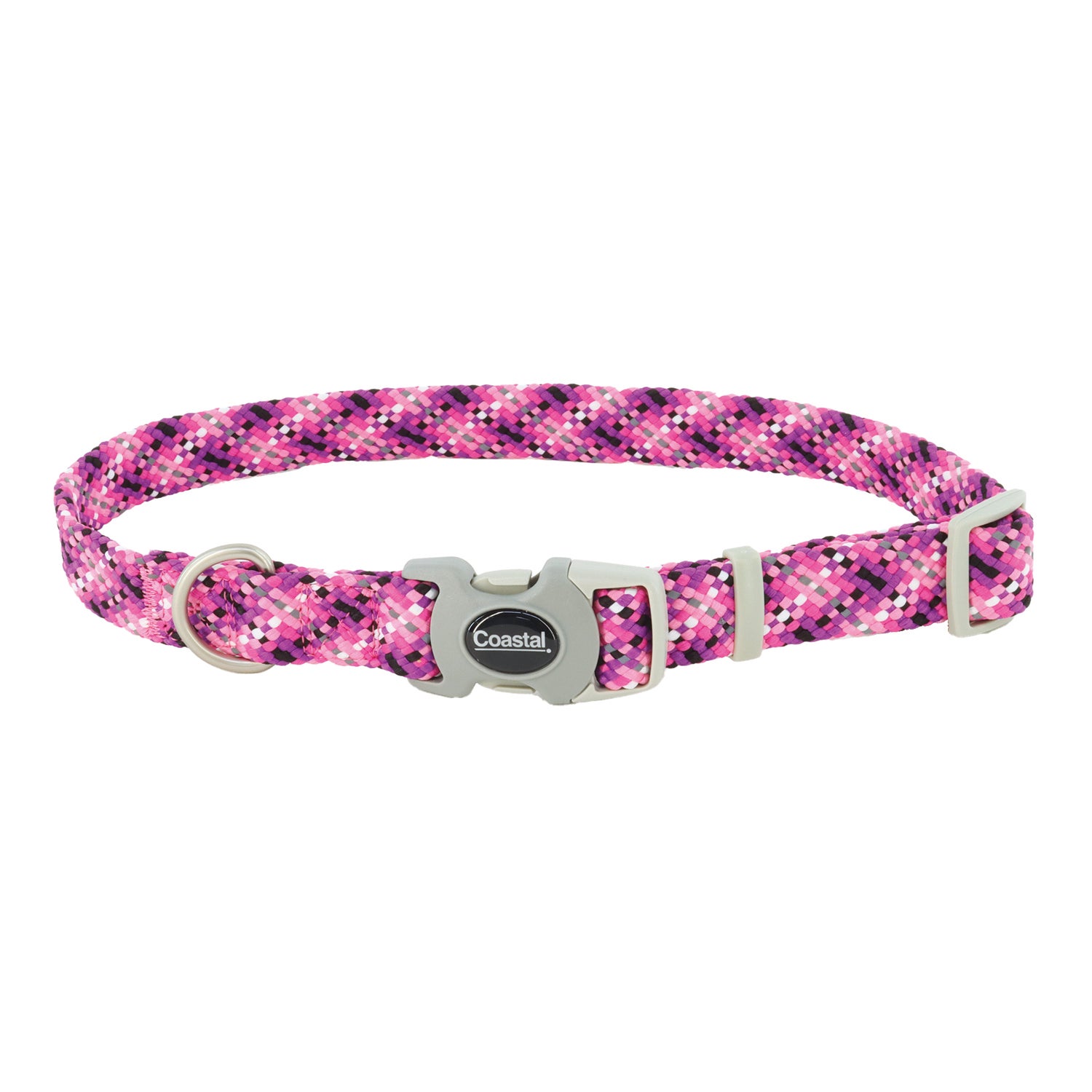 Coastal Pro® Active Adjustable Woven Reflective Dog Collar, Pixel Pink, Small