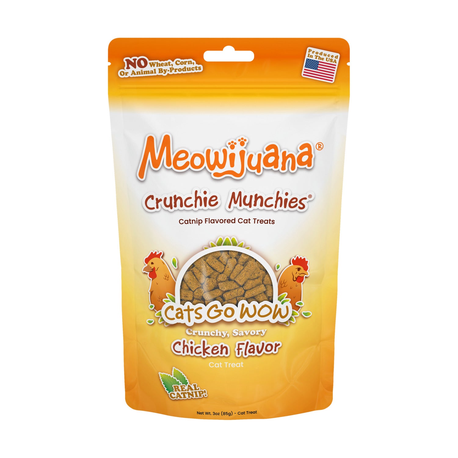 Meowijuana Crunchie Munchies Chicken Cat Treats, 3-Oz