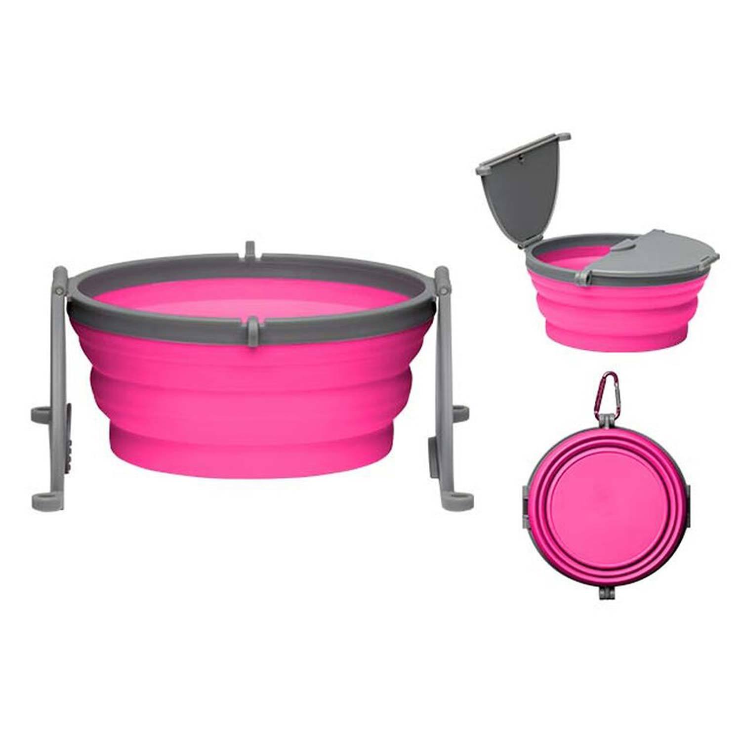Loving Pets Bella Roma Travel Single Dog Bowl - Pink