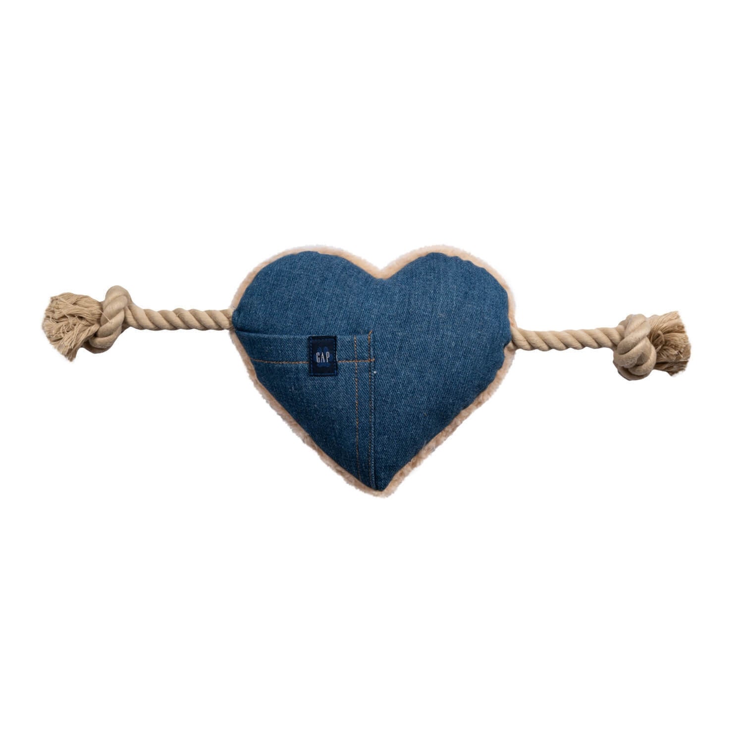 Gap Denim Plush Heart & Rope Dog Toy