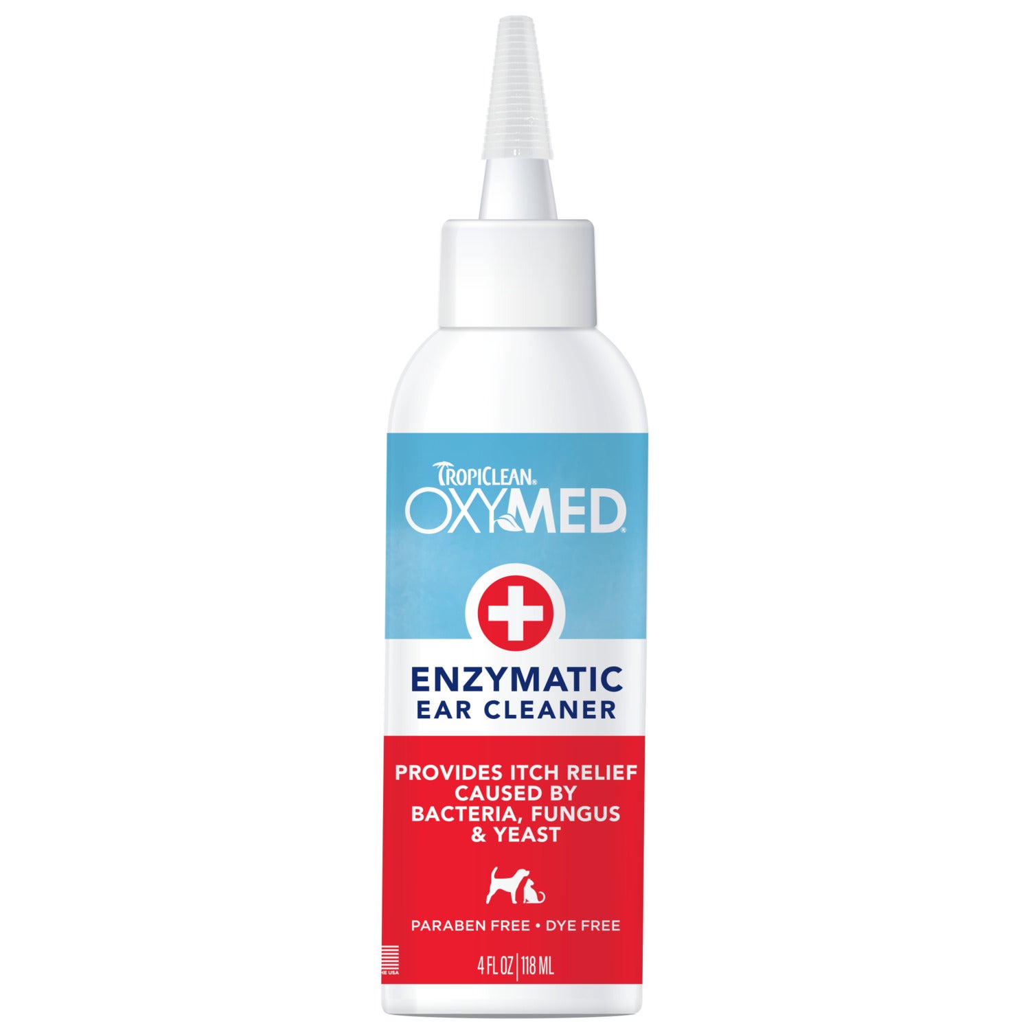 Tropiclean Oxymed Antifungal & Antibacterial Enzymatic Cleaner Solution Dog & Cat Ear Drops, 4-Oz