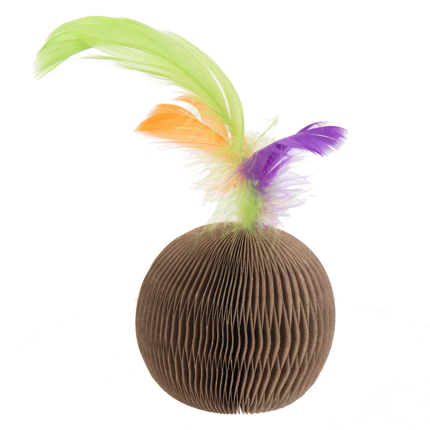 Ware Corrugate Feather Ball Interactive Cat Toy
