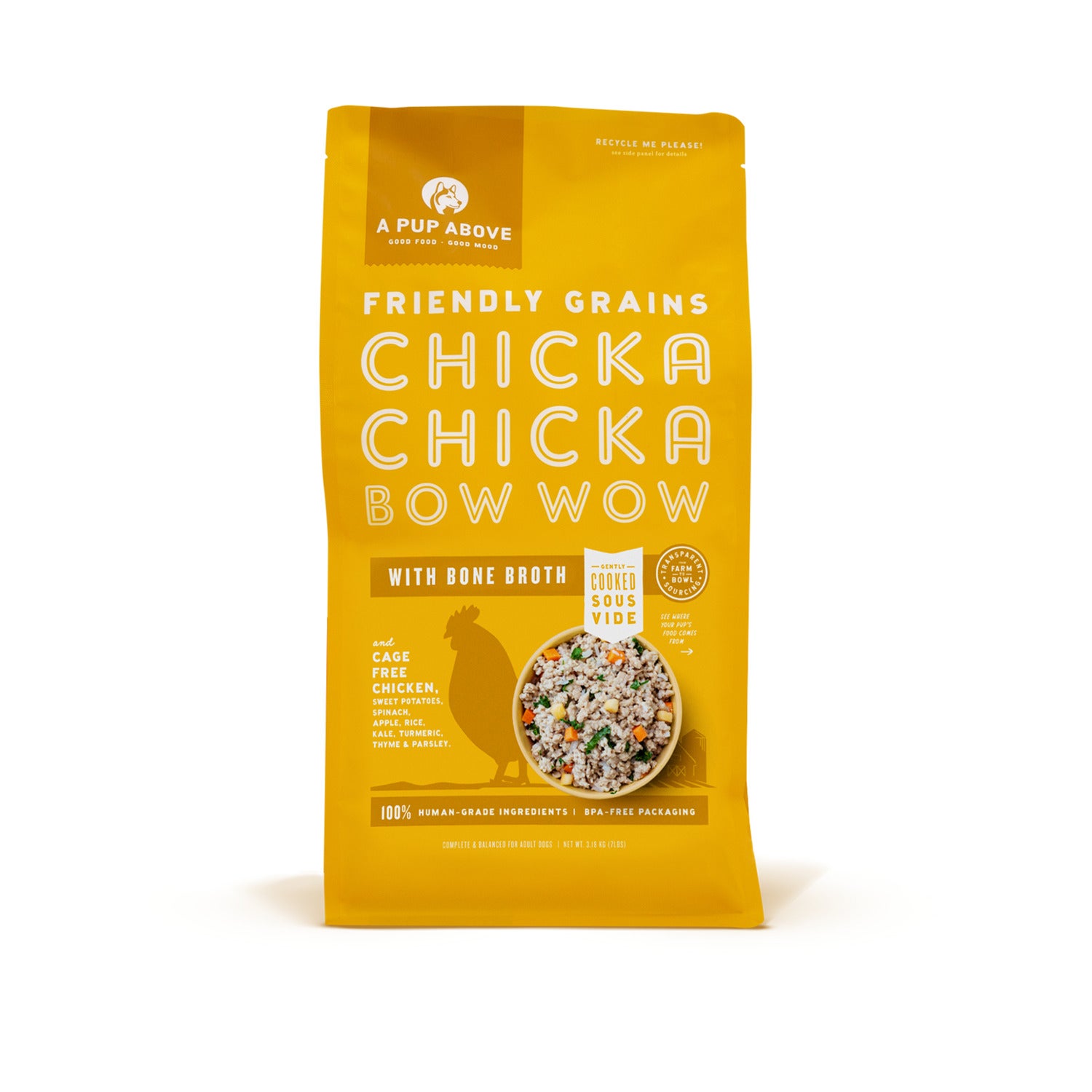 A Pup Above Gently Cooked With Friendly Grains Frozen Dog Food, Chicka Chicka Bow Wow With Bone Broth, 3-Lb