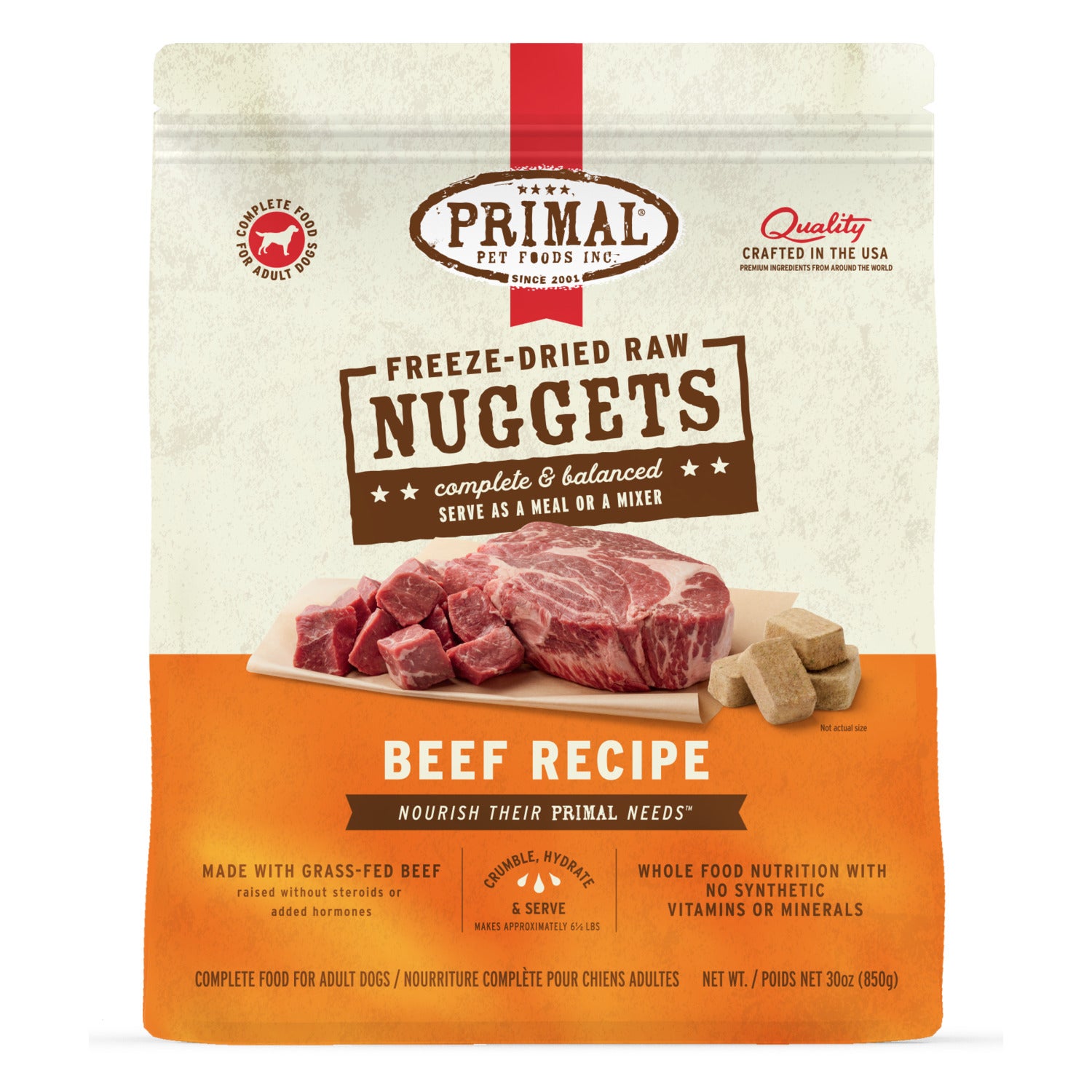 Primal Freeze-Dried Nuggets Freeze-Dried Dog Food, Beef Formula, 5.5-Oz Bag