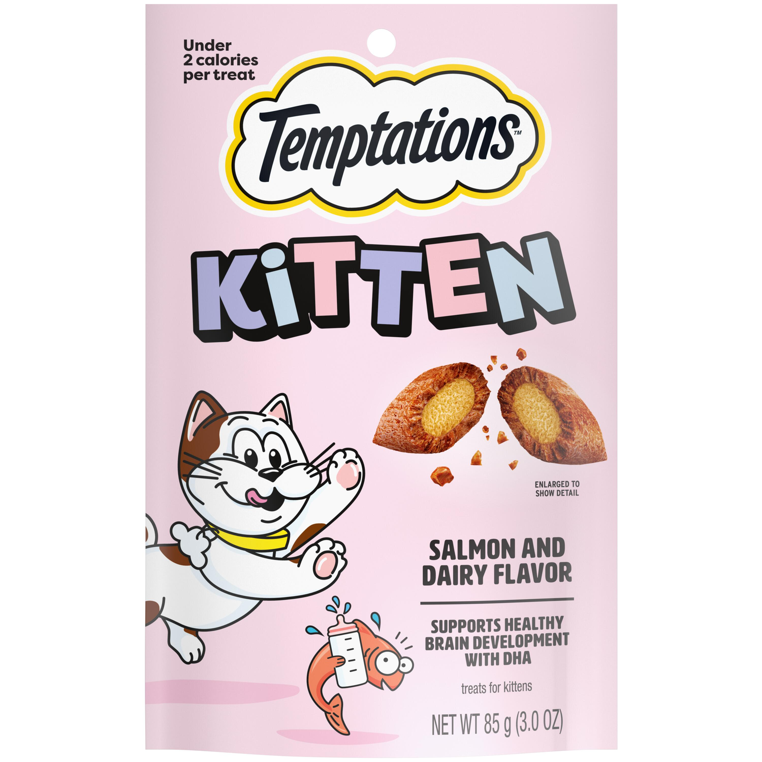 Temptations Kitten Crunchy And Soft Salmon & Dairy Flavor Cat Treats, 3-Oz