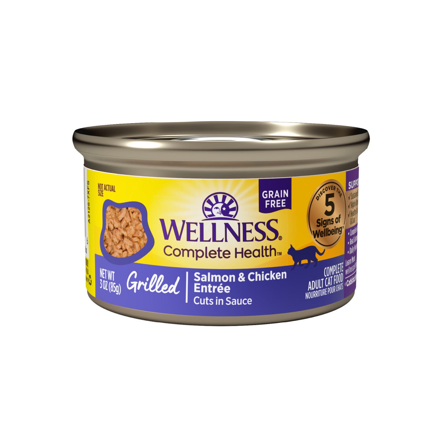 Wellness Complete Health Grilled Adult Wet Cat Food, Natural, Protein-Rich, Grain-Free Salmon And Chicken Entree Recipe, 3-Oz