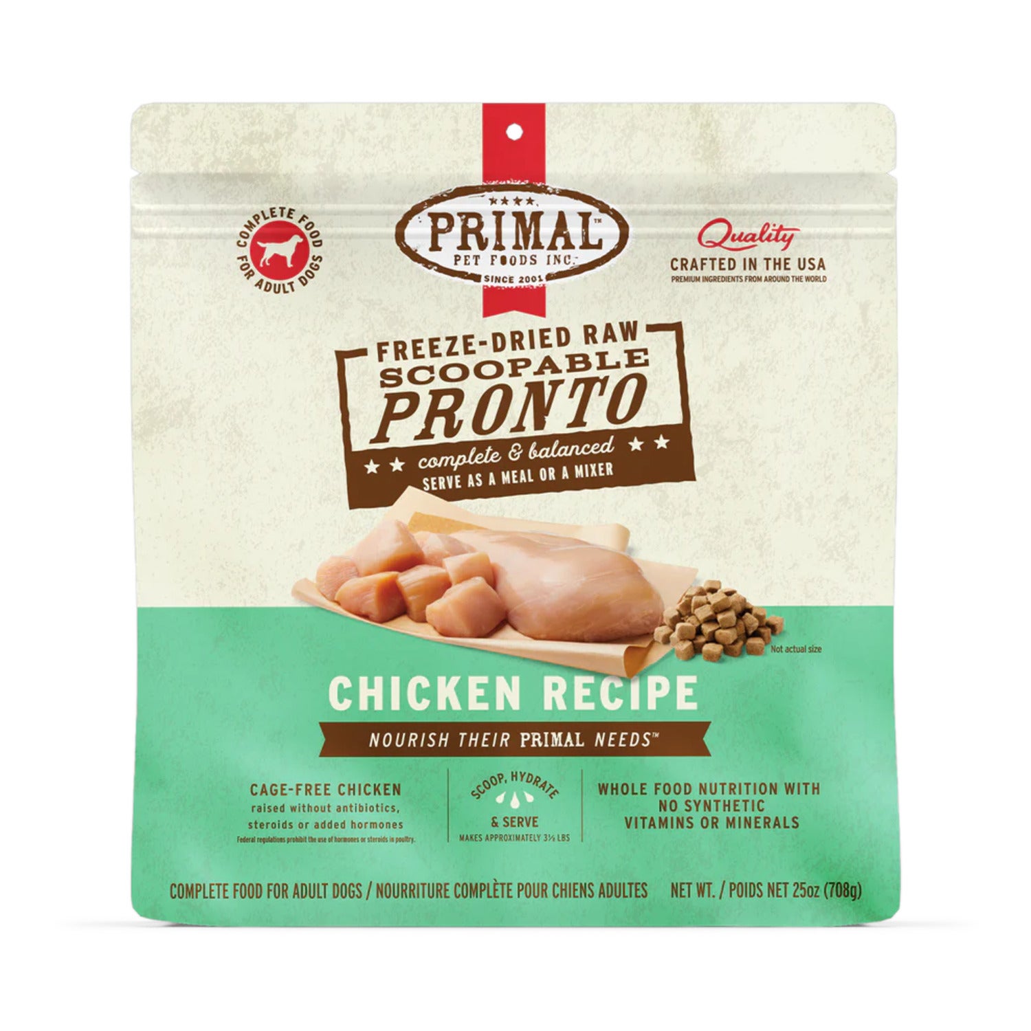 Primal Pronto Freeze-Dried Raw Chicken Recipe Freeze-Dried Dog Food, 7Oz